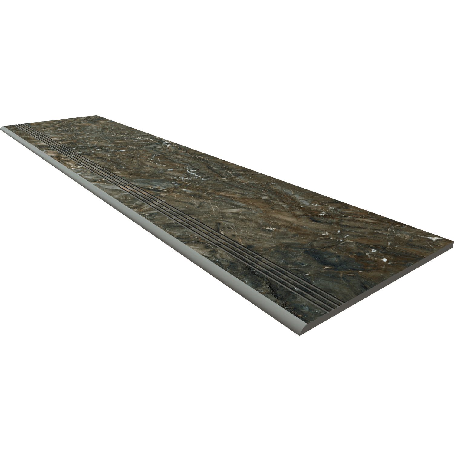 Изображение товара Ступень из керамогранита Estima Bernini BR04 30x120 см коричневая с эффектом мрамора