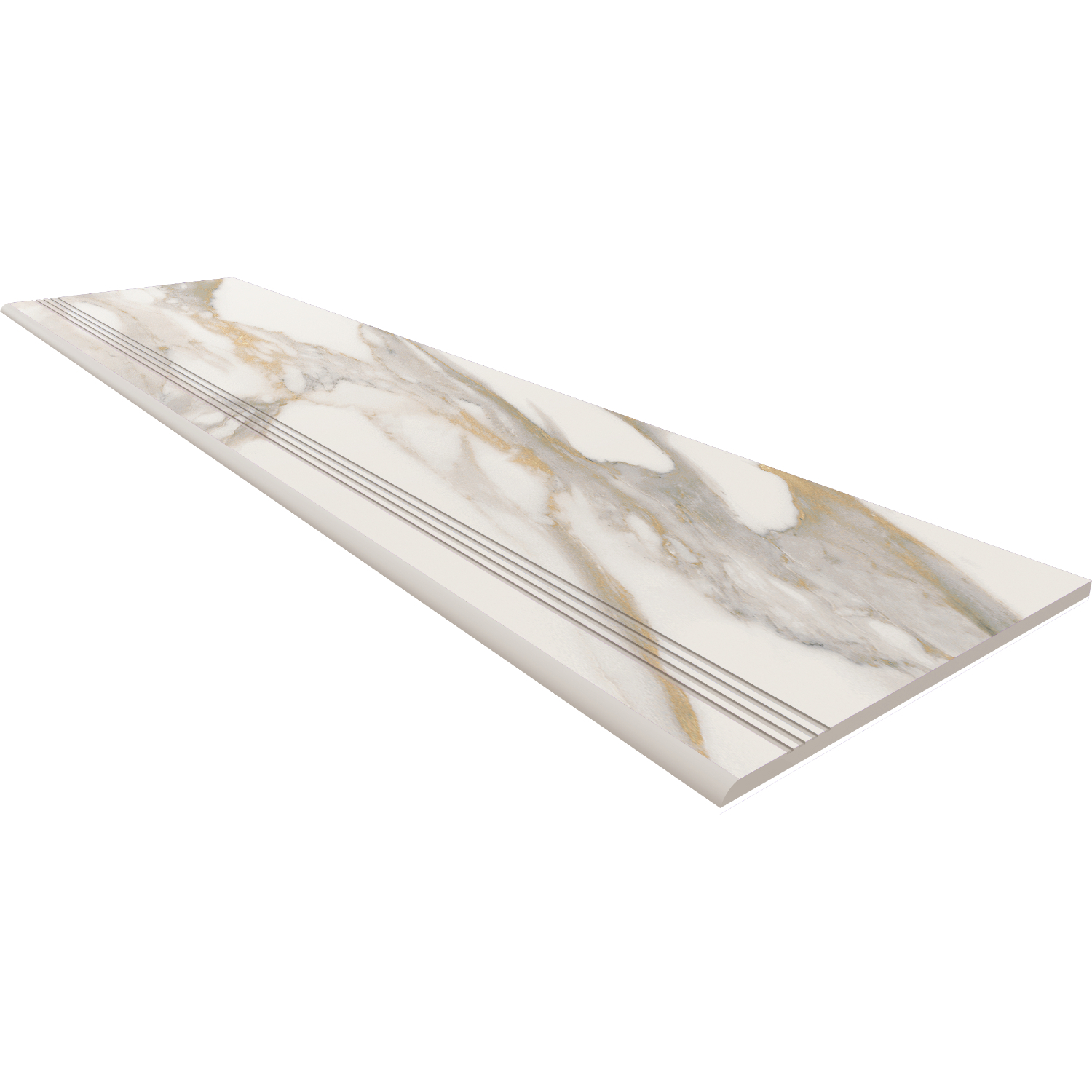 Изображение товара Ступень из керамогранита Estima Miramare RM01 30x120 см белая мраморная