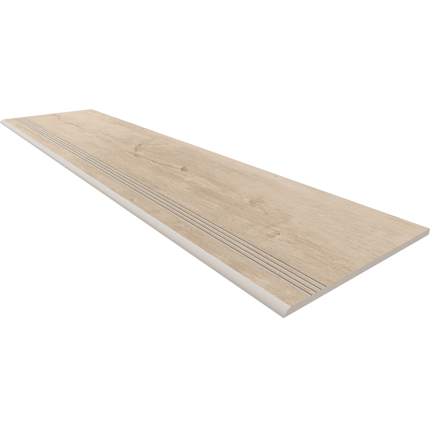 Изображение товара Ступень из керамогранита Estima Soft Wood SF02 30x120 см бежевого цвета