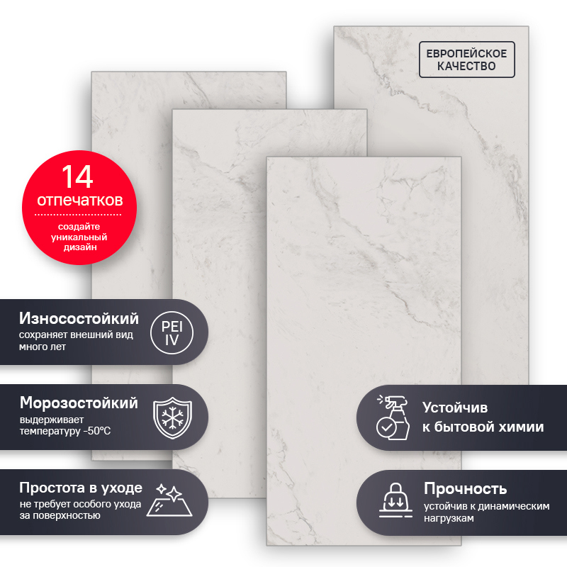 Изображение товара Керамогранит Estima Melody MO01 30.6x60.9 см белый мраморная имитация прочный для пола и стен