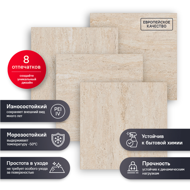 Изображение товара Керамогранит Estima Ragtime RG02 40.5х40.5 см бежевый неполированный