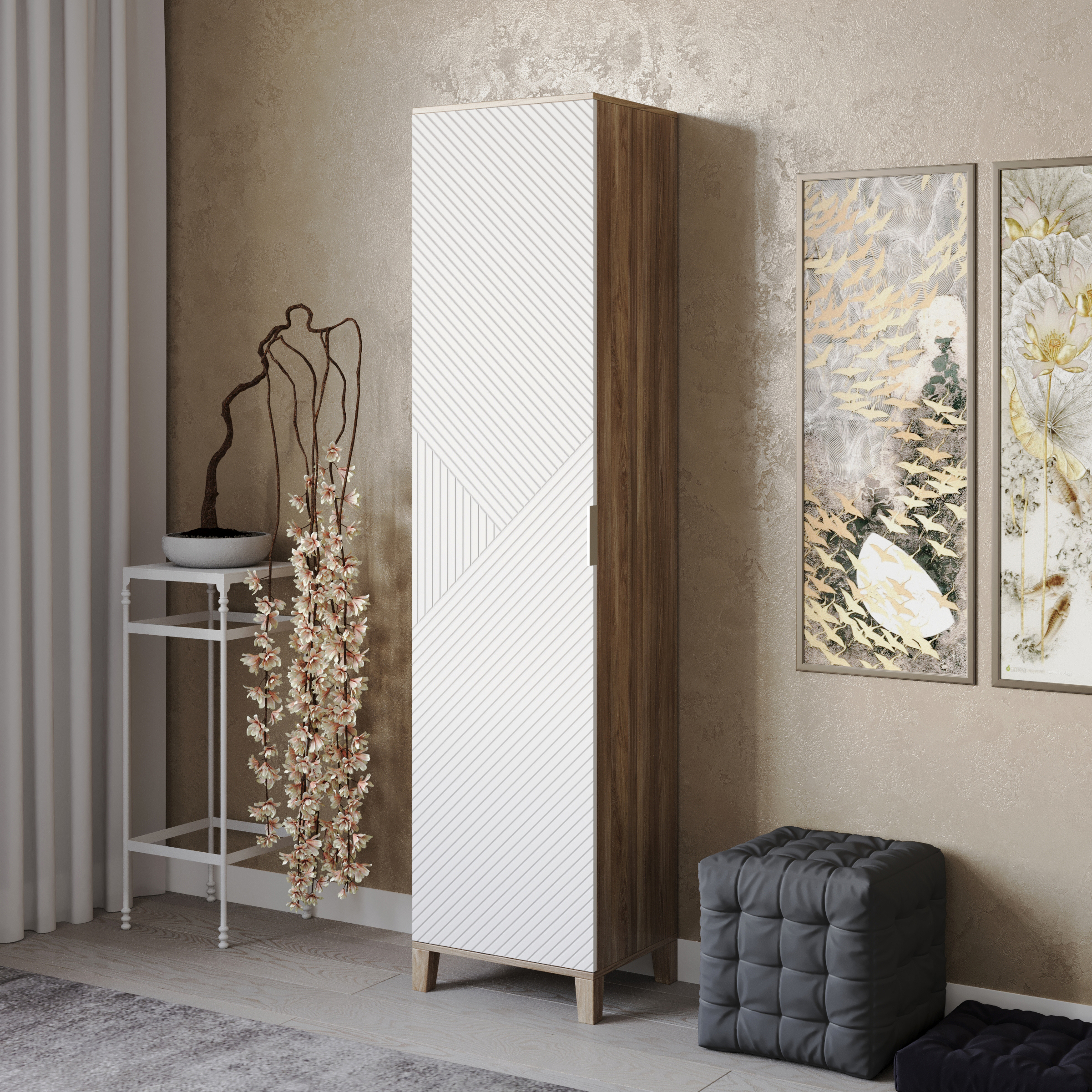 Изображение товара Шкаф распашной Марвин 50x210x40 см из ЛДСП с МДФ фасадом и 3 полками