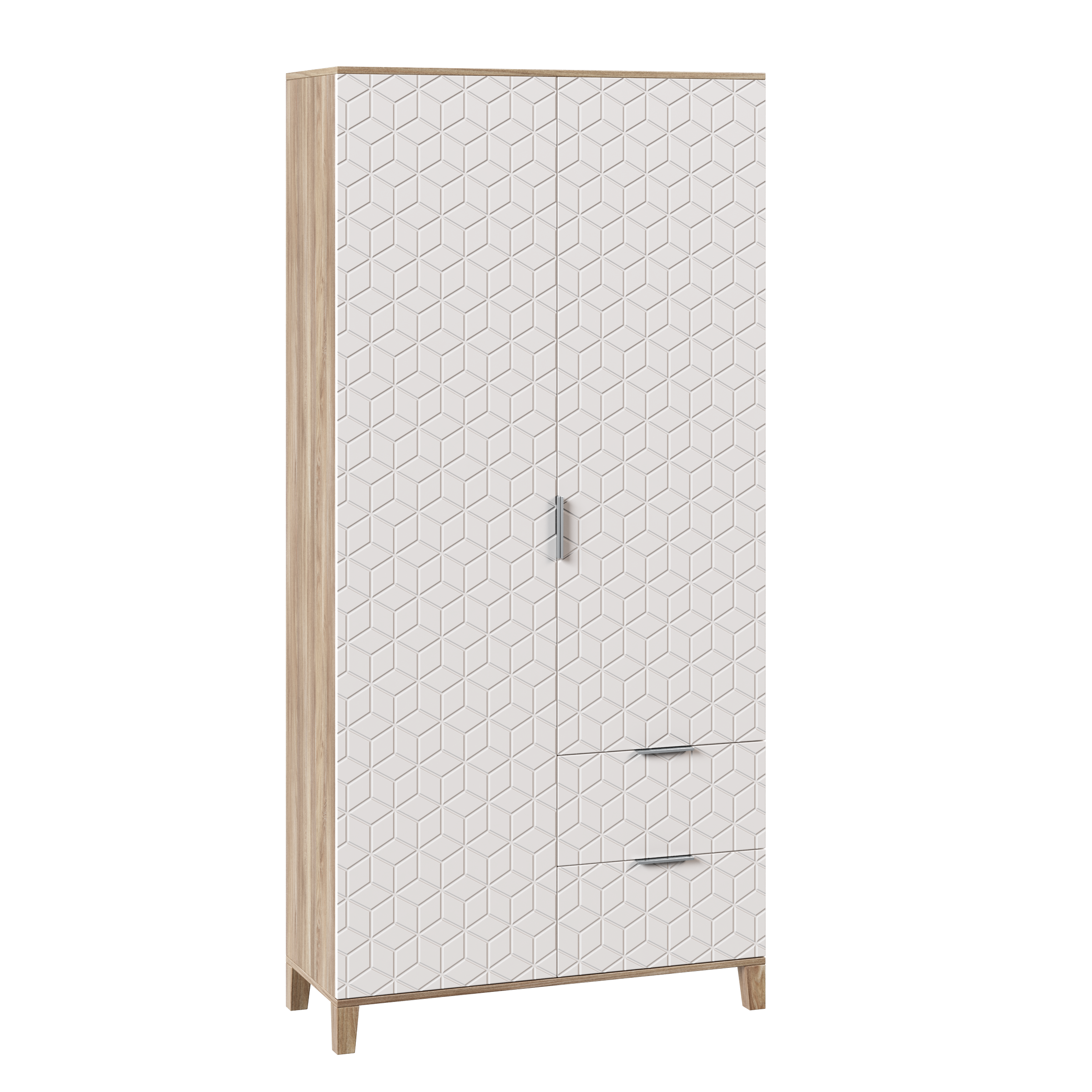 Изображение товара Шкаф распашной Марвин 3 101x210x40 см ЛДСП МДФ белый стиль скандинавский