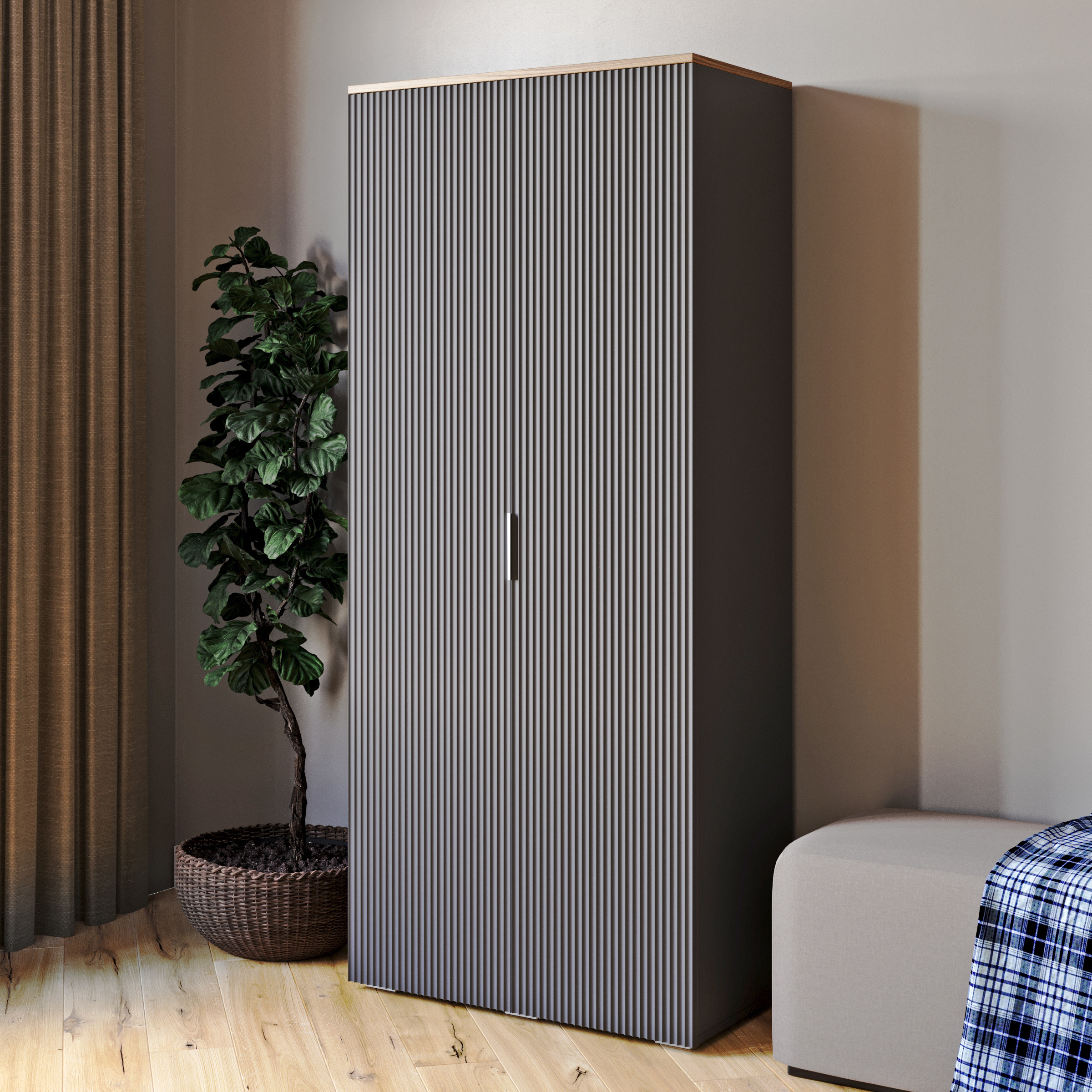 Изображение товара Шкаф распашной Диван не мебель Ингрия - 6 92x212x50 см ЛДСП цвет графит