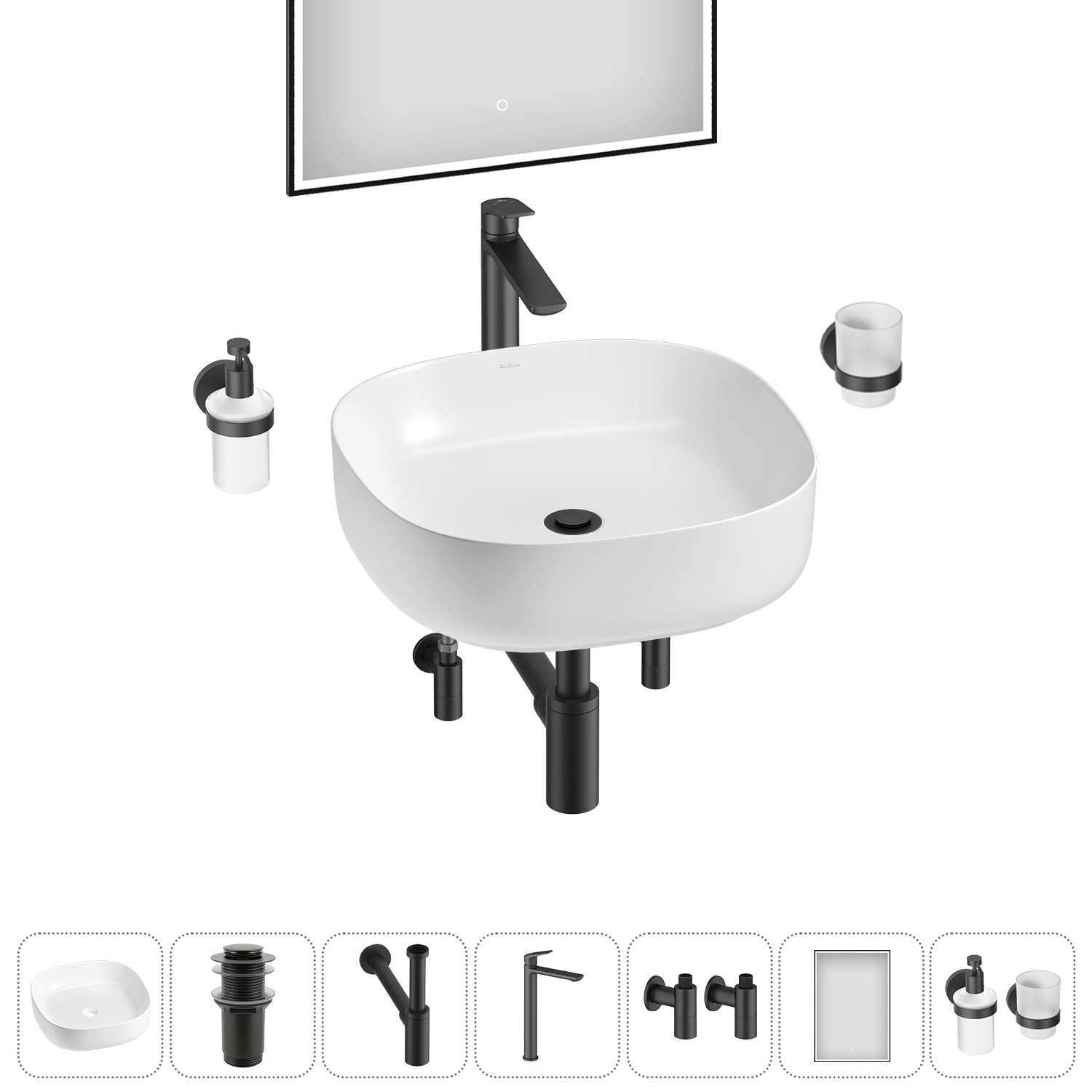 Изображение товара Раковина Wellsee belle spa 3.0 45см комплект 7 в 1