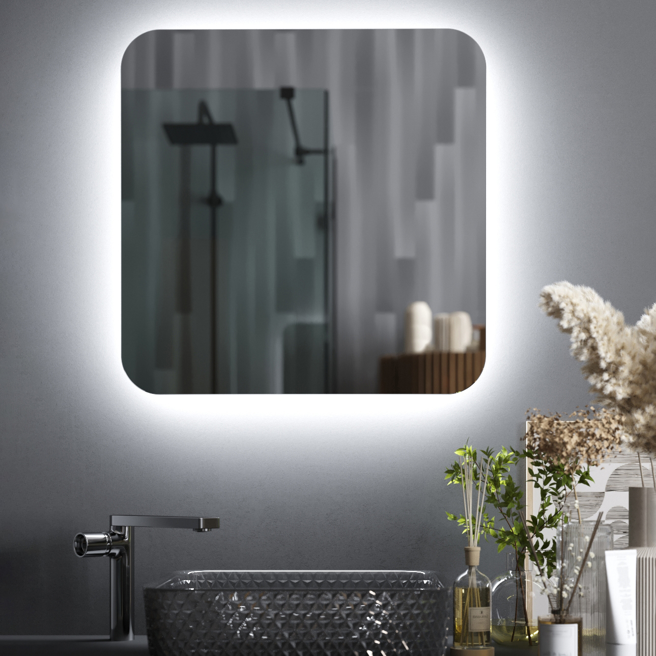 Изображение товара Зеркало для ванной Omega Glass Веста Air SD104 с LED-подсветкой 55x55 см