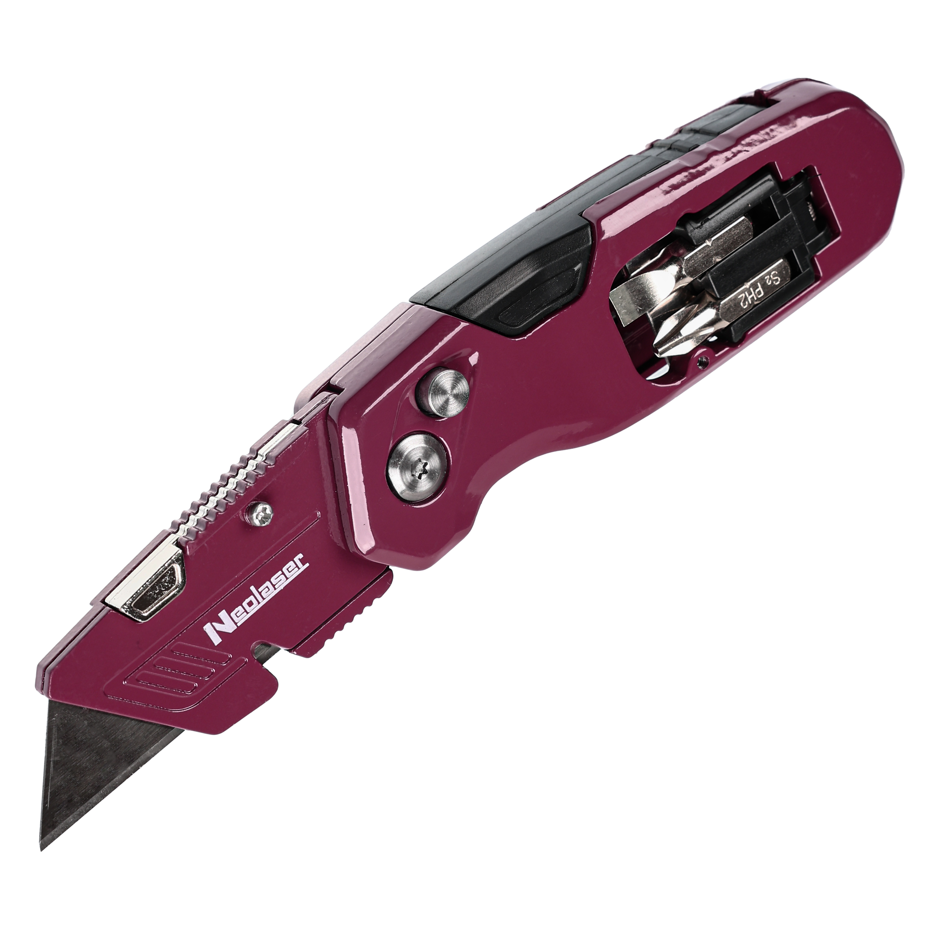 Изображение товара Строительный складной нож Neolaser NLH1401 с сменными лезвиями и битами