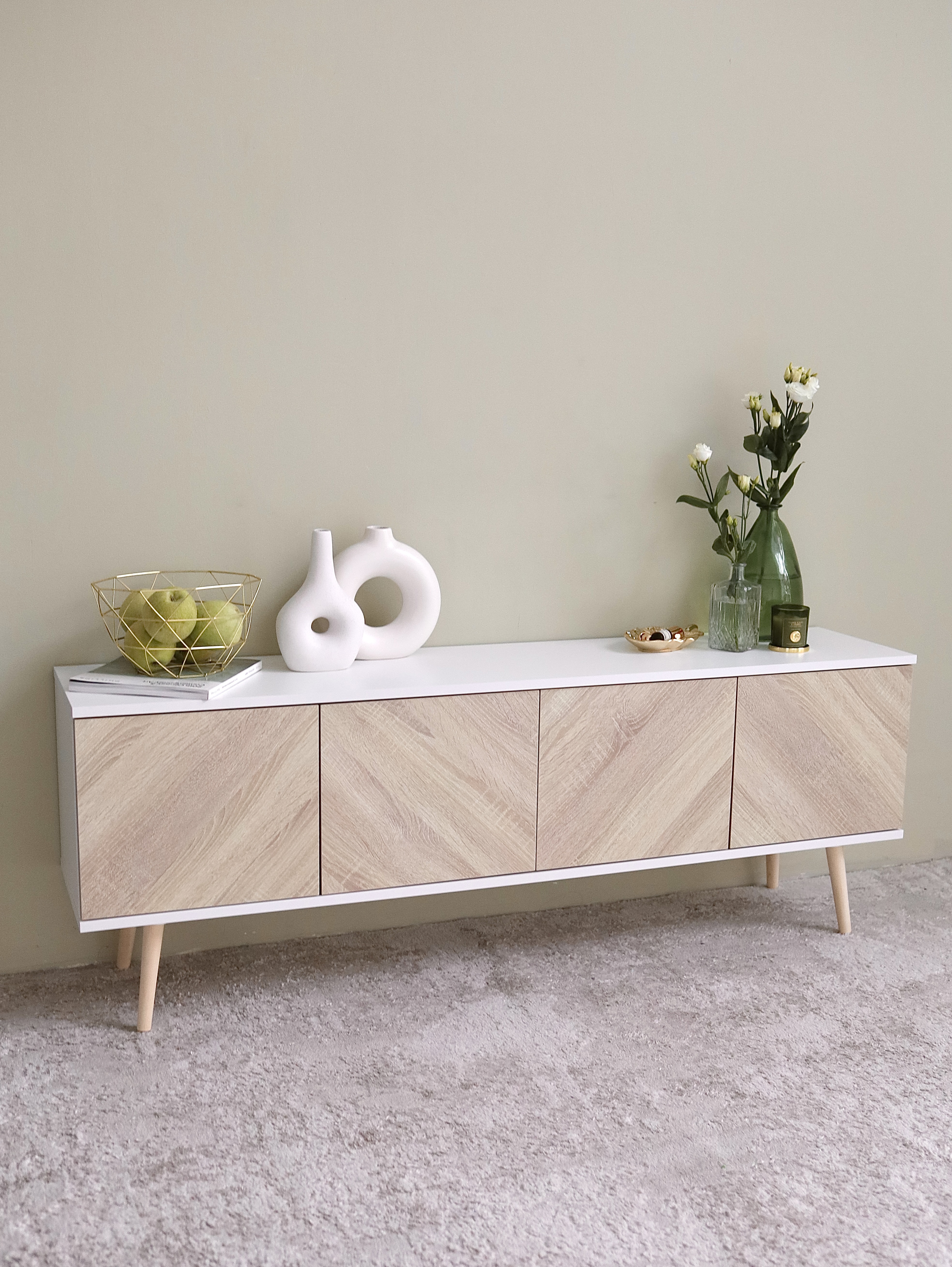 Изображение товара Тумба под телевизор Мебельные инновации Верба ТТВ1503254 150x54x32 см ЛДСП цвет белый