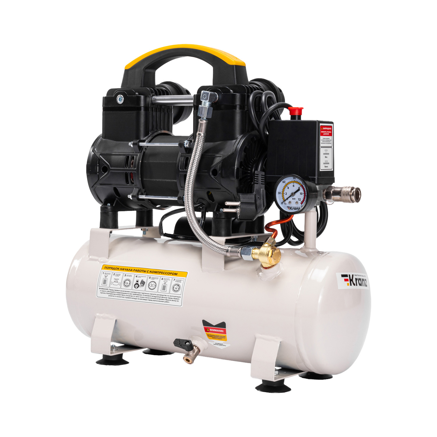 Изображение товара Компрессор сетевой Kranz KR-850/10, 10 л, 140 л/мин
