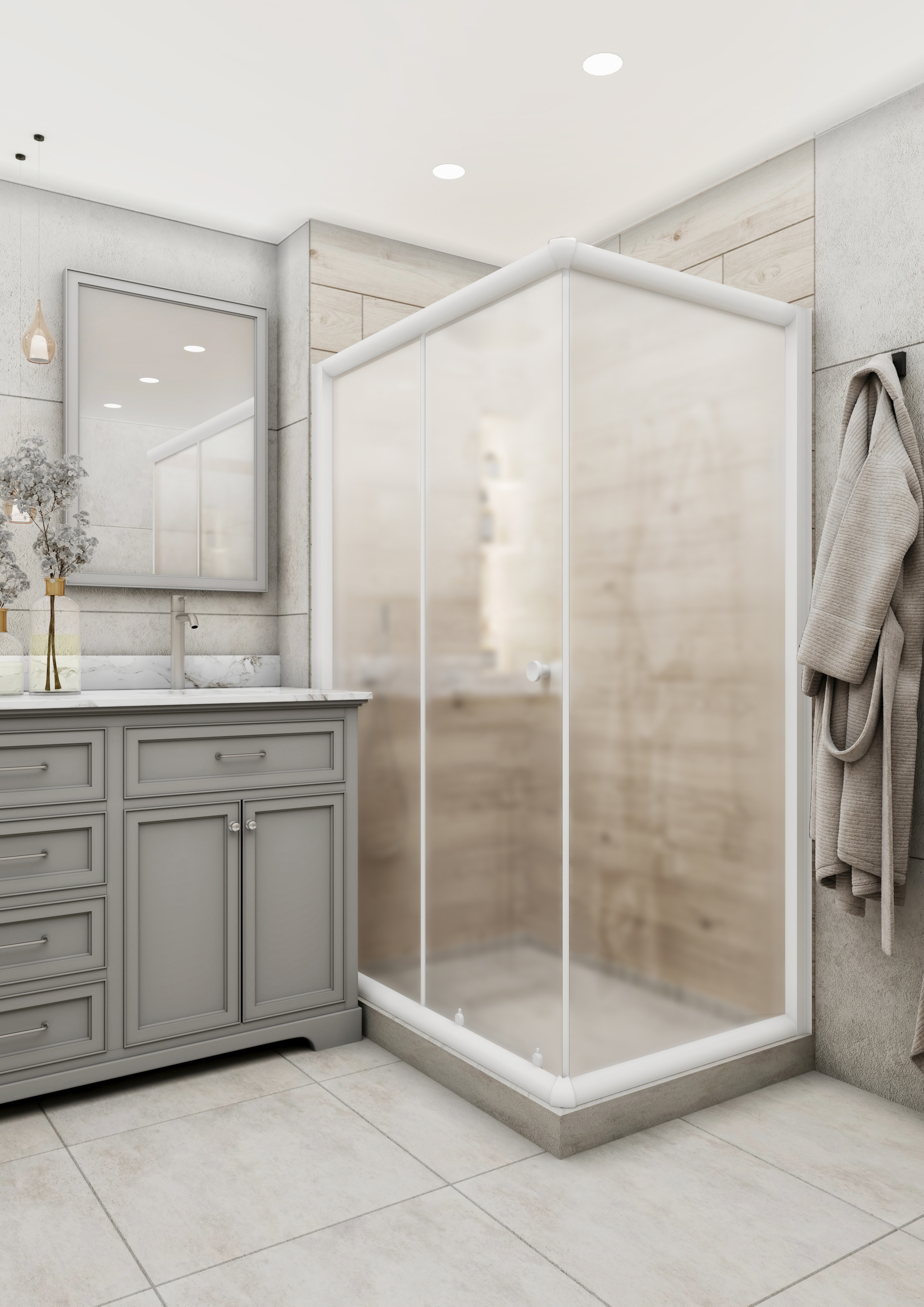 Изображение товара Душевой уголок Русак Классик 6+ ВОЛМ6-120-90 прямоугольник 90x120см белый профиль эффект стекла матовый