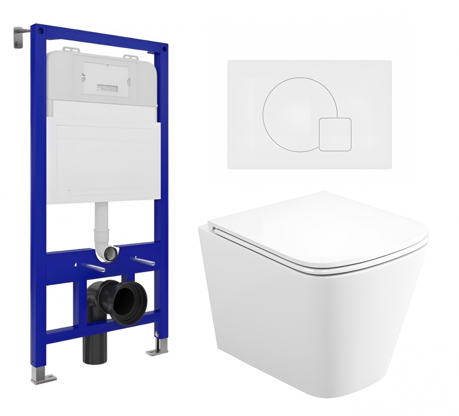 Изображение товара Комплект инсталляции и унитаз Enio Tecnico 52 белый с микролифтом