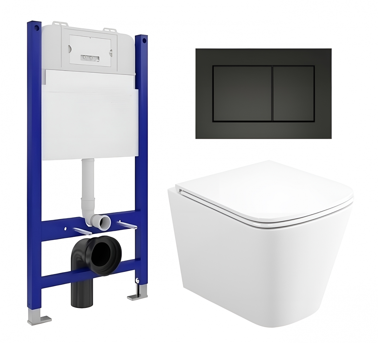 Изображение товара Комплект 3 в 1 инсталляция Enio Tecnico 50 с подвесным унитазом Binario и черной кнопкой