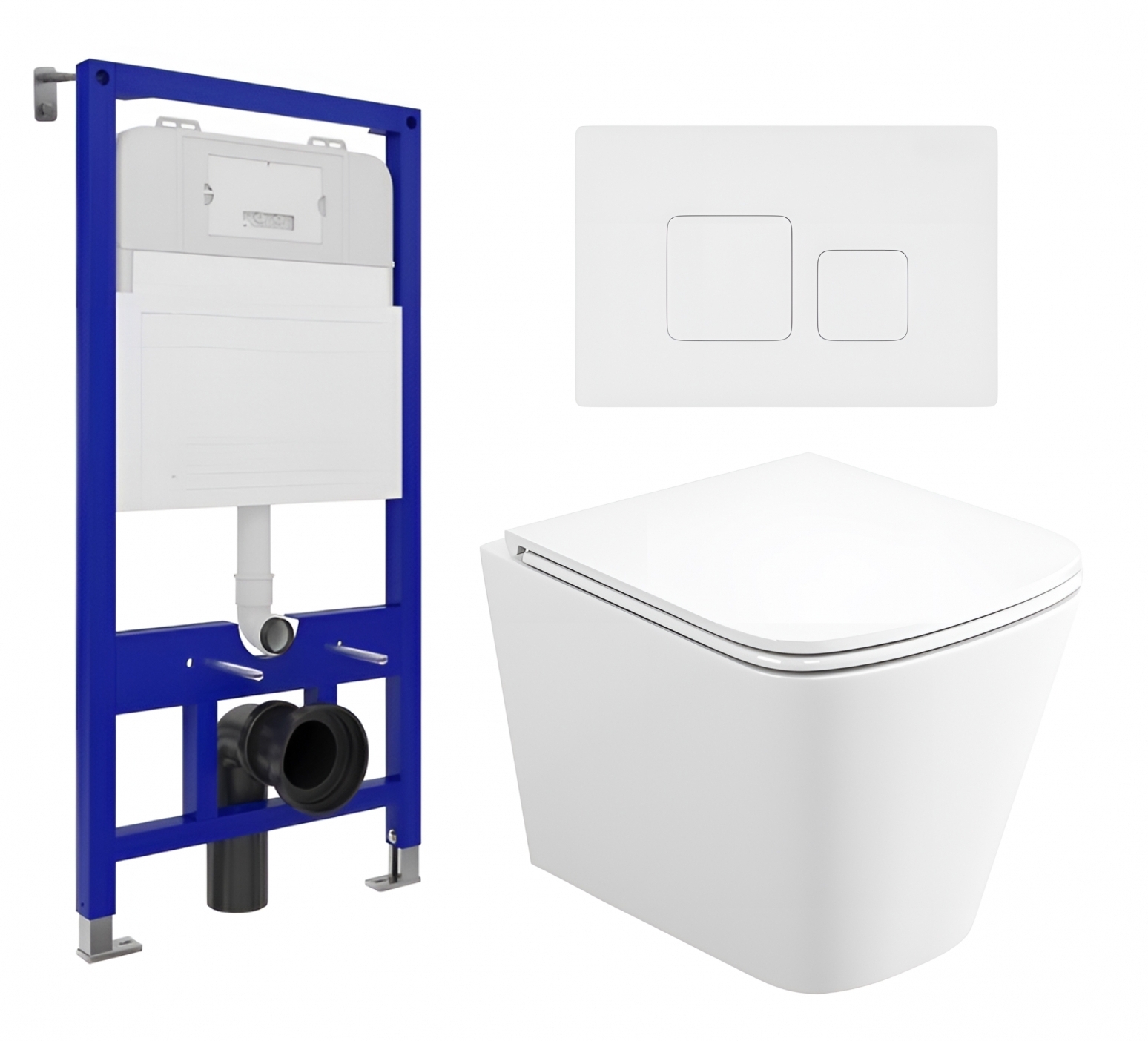 Изображение товара Комплект 3 в 1 инсталляция и подвесной унитаз Binario 52 белая матовая