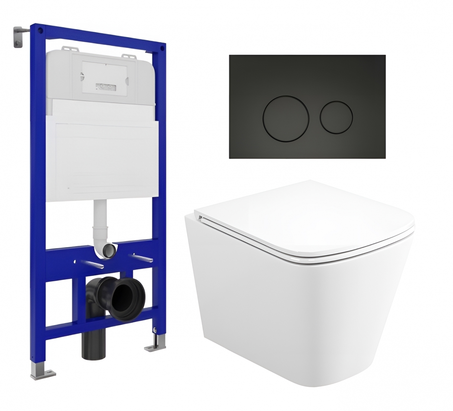 Изображение товара Комплект 3 в 1 инсталляция Enio Tecnico 52 с подвесным унитазом Binario и черной кнопкой