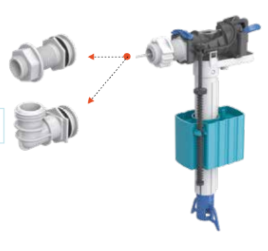 Изображение товара Заливной клапан Izyapi 1/2 боковое подключение пластиковый штусер для инсталляций