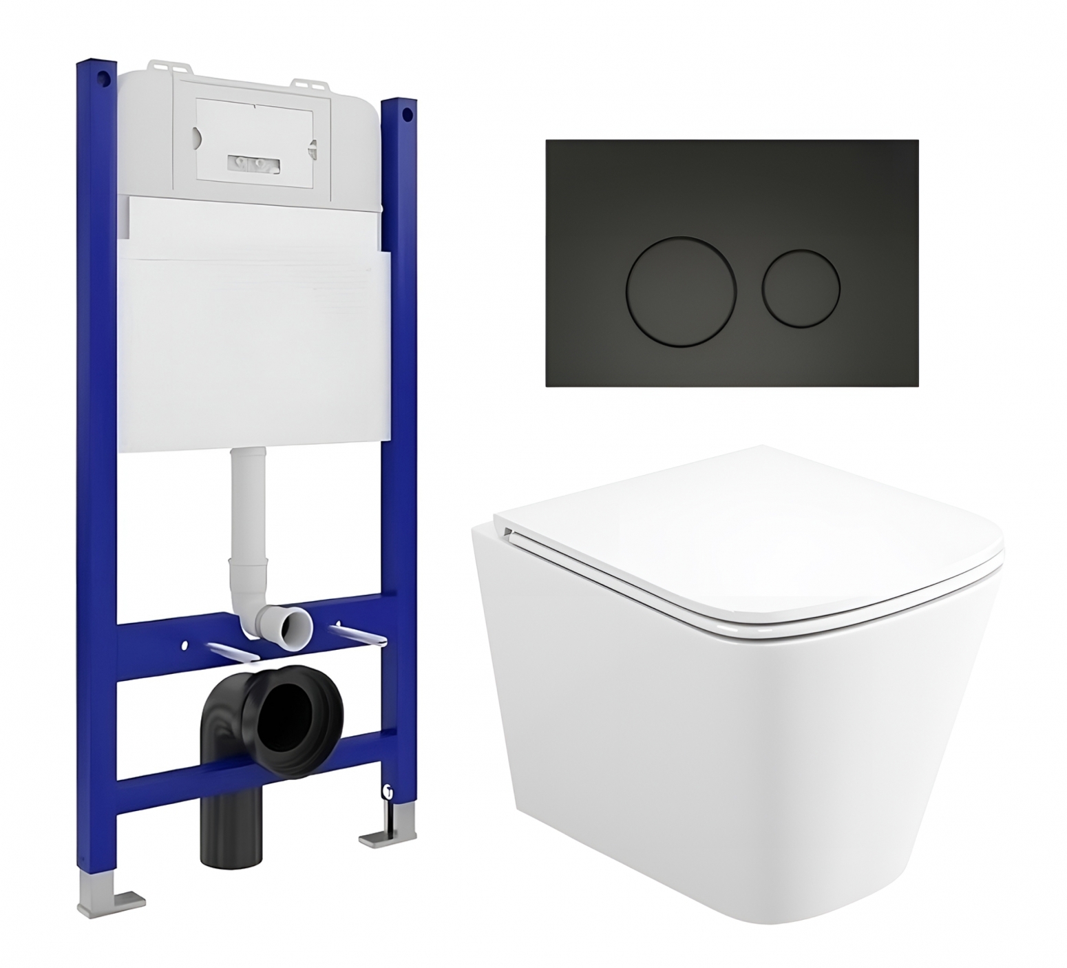 Изображение товара Комплект 3 в 1 инсталляция Enio Tecnico 50 с подвесным унитазом и кнопкой