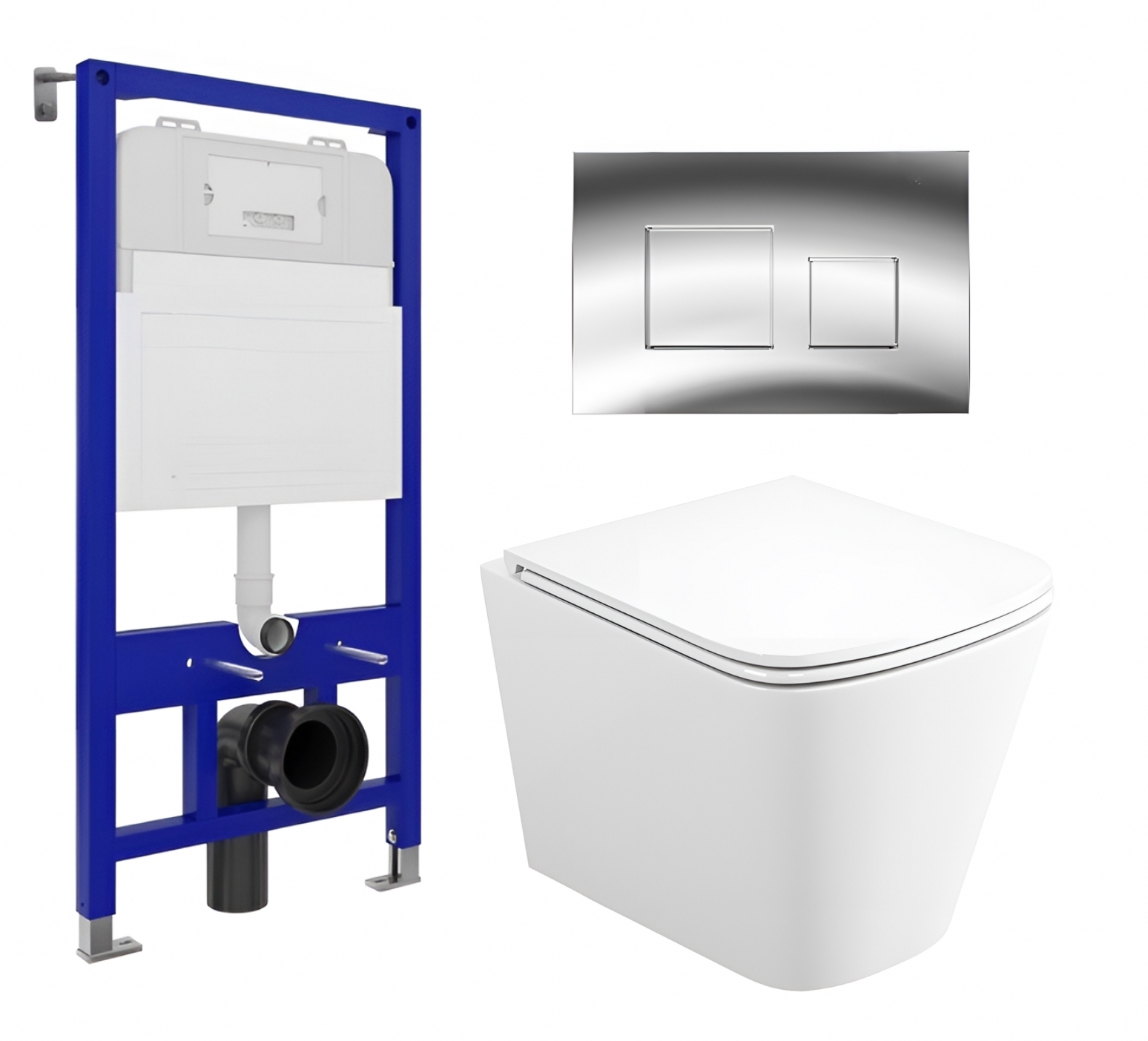 Изображение товара Комплект 3 в 1 инсталляция Enio Tecnico 52 + подвесной унитаз Binario и кнопка хром