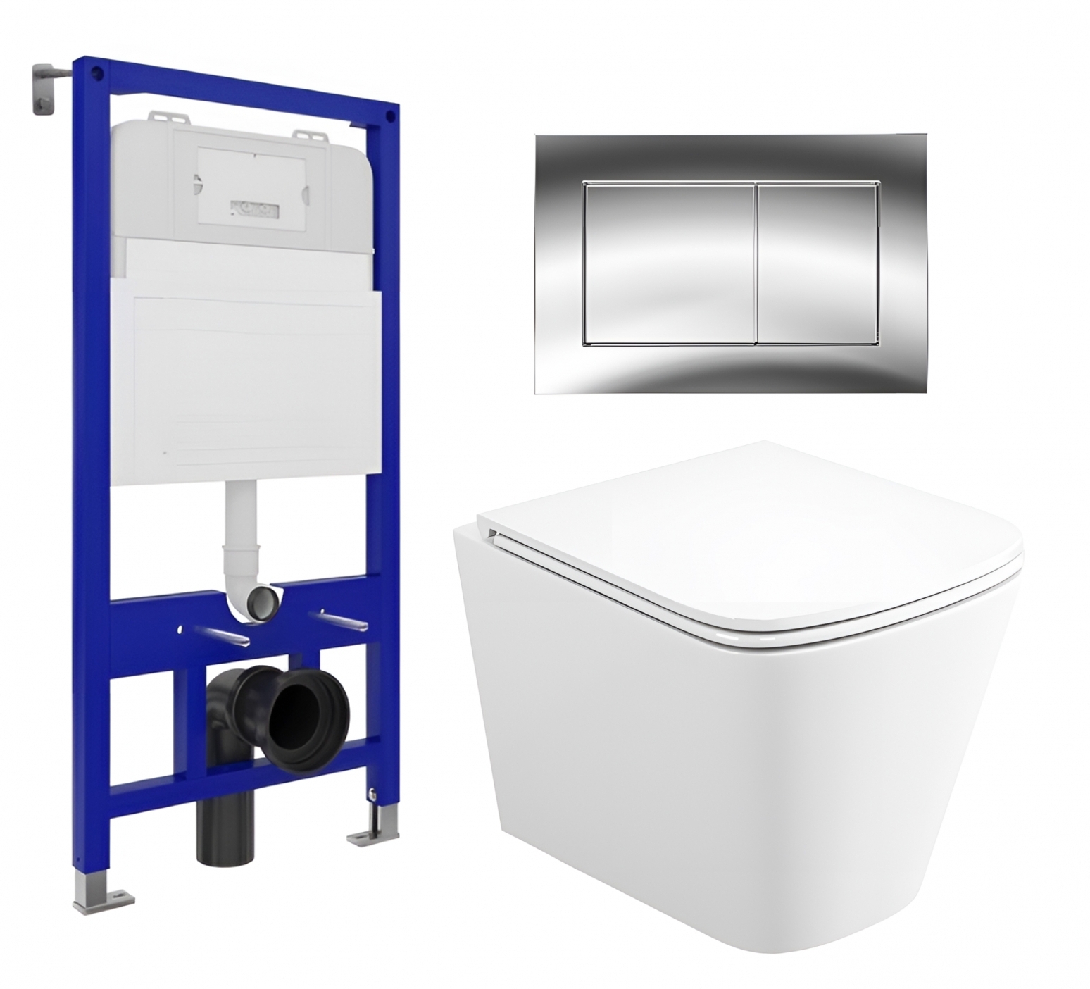 Изображение товара Комплект инсталляция ENIO Binario 52 Quadro с кнопкой хром