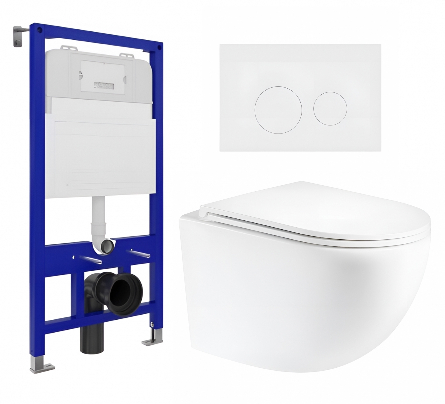 Изображение товара Комплект инсталляция ENIO Tecnico Unico 52 кнопка белая матовая Rotondo