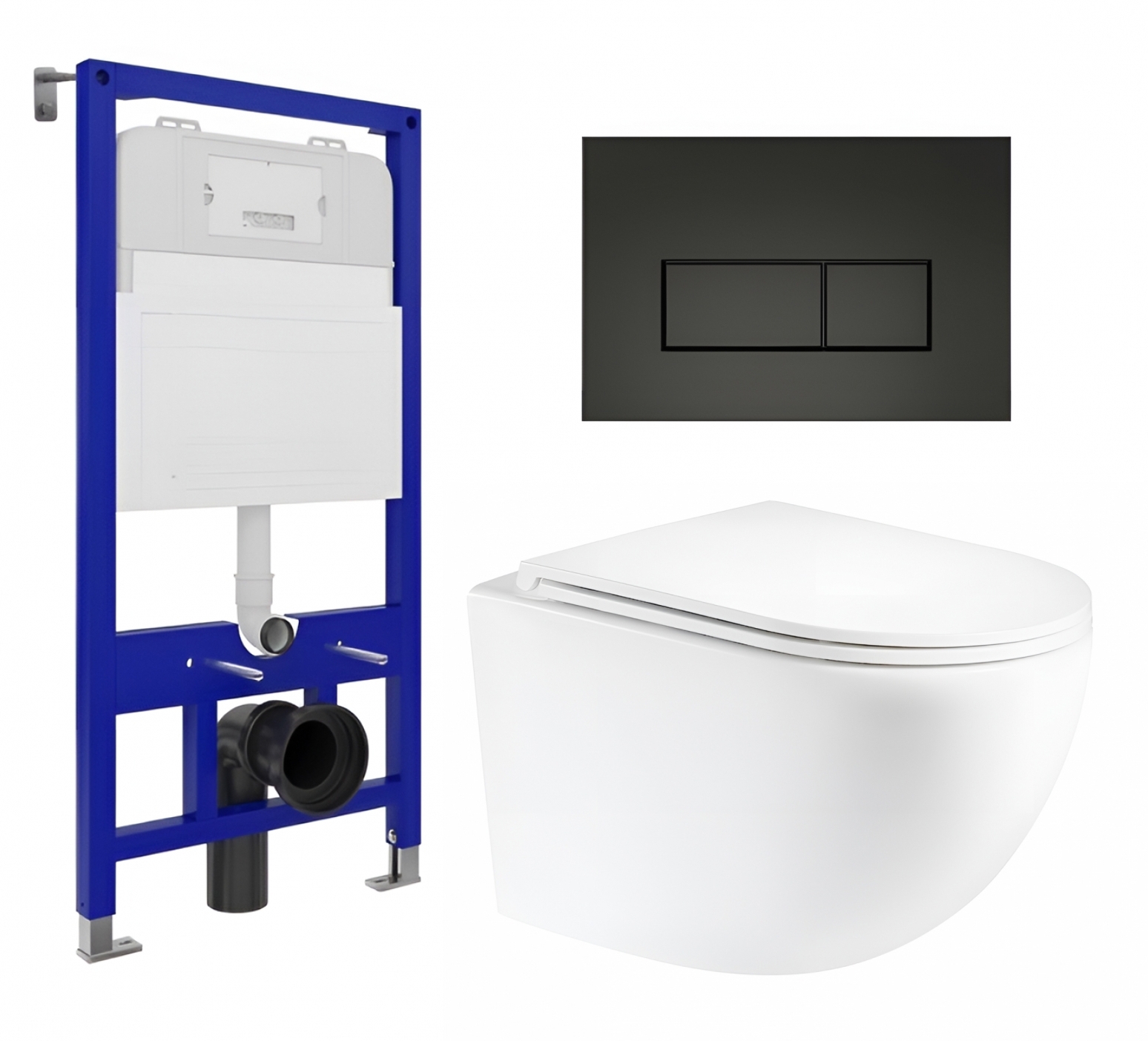 Изображение товара Подвесной унитаз ENIO Unico 52 кнопка черная матовая Rettangolo