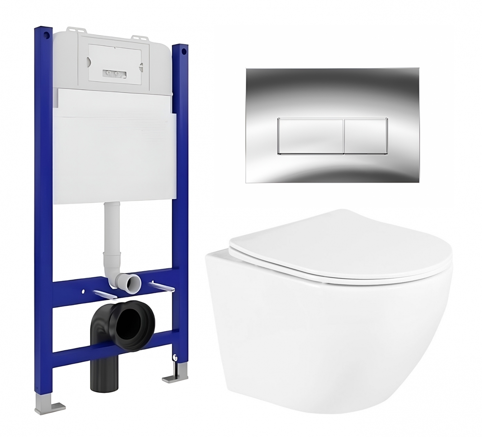 Изображение товара Комплект 3 в 1 инсталляция Enio Tecnico 50 + Унитаз подвесной BelBagno Uno + кнопка хром5