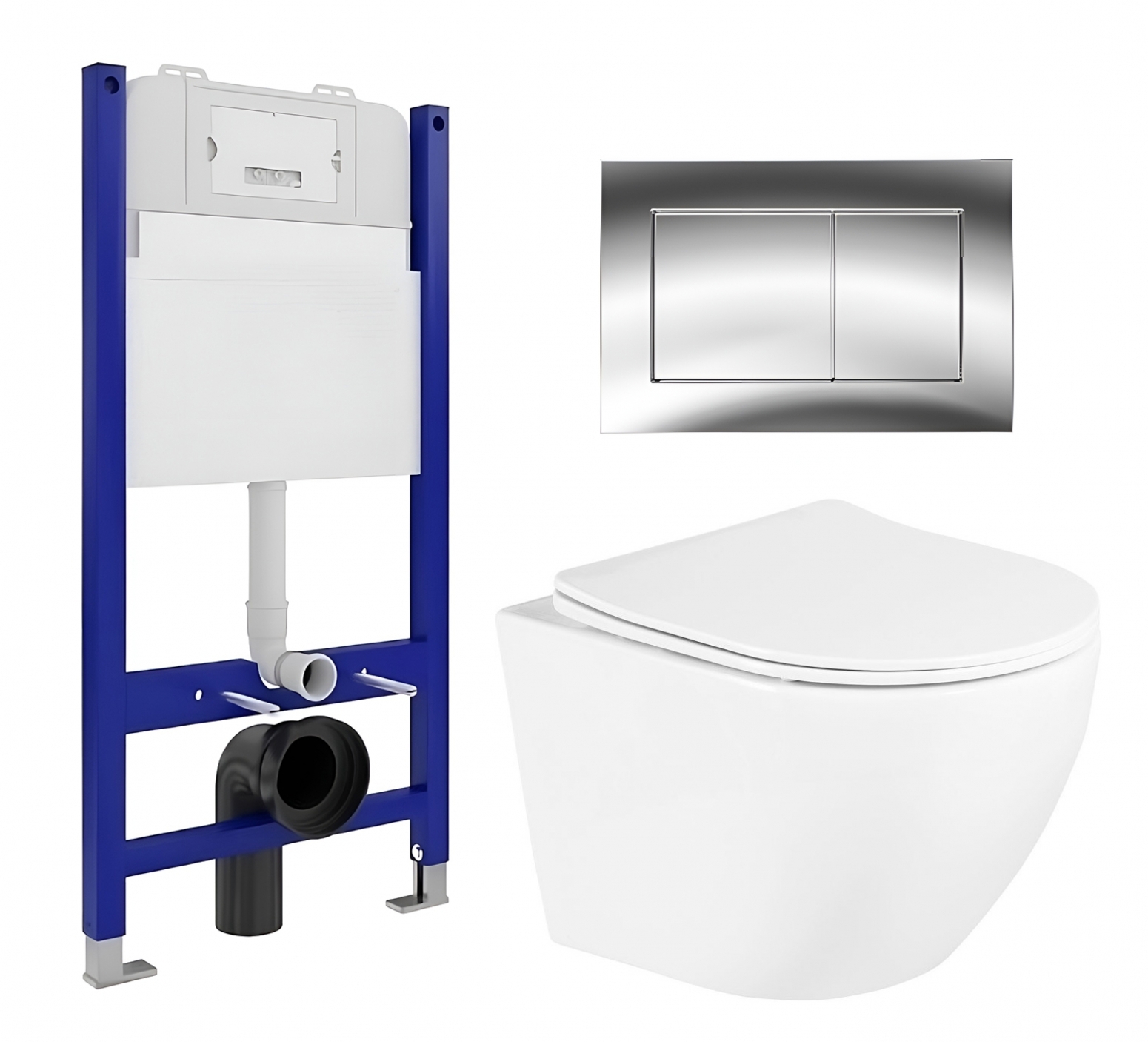 Изображение товара Комплект 3 в 1 инсталляция Enio Tecnico 50 + Унитаз подвесной BelBagno Uno + кнопка хром8