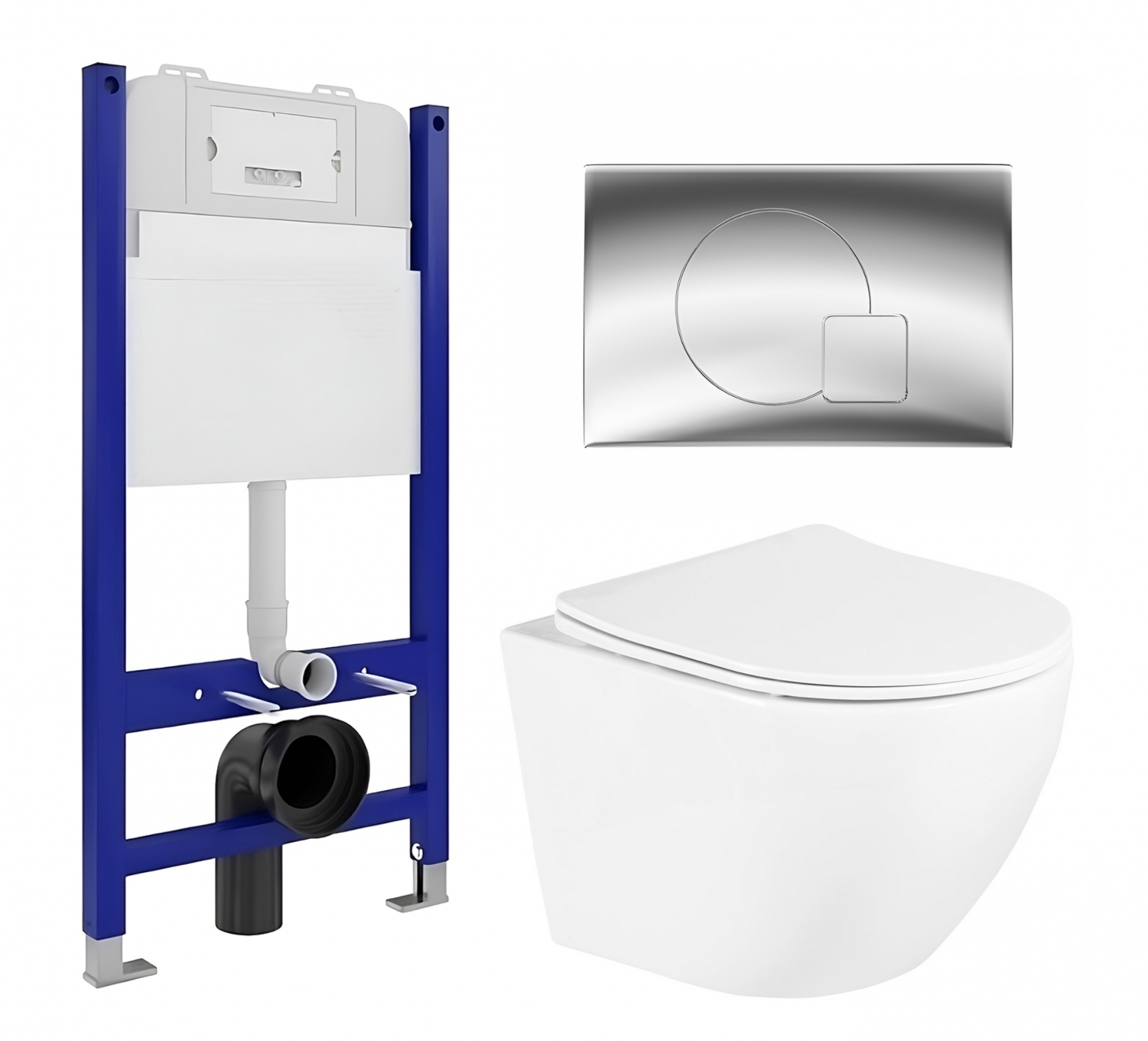 Изображение товара Комплект 3 в 1 инсталляция Enio Tecnico 50 + Унитаз подвесной BelBagno Uno + кнопка хром10