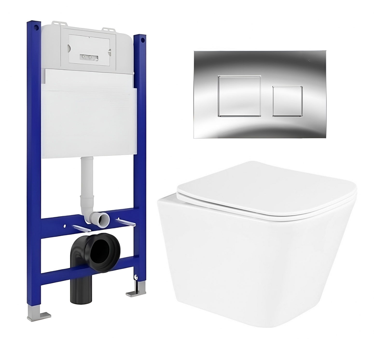 Изображение товара Комплект 3 в 1 инсталляция Enio Tecnico 50 + Унитаз подвесной BelBagno Due + кнопка хром5