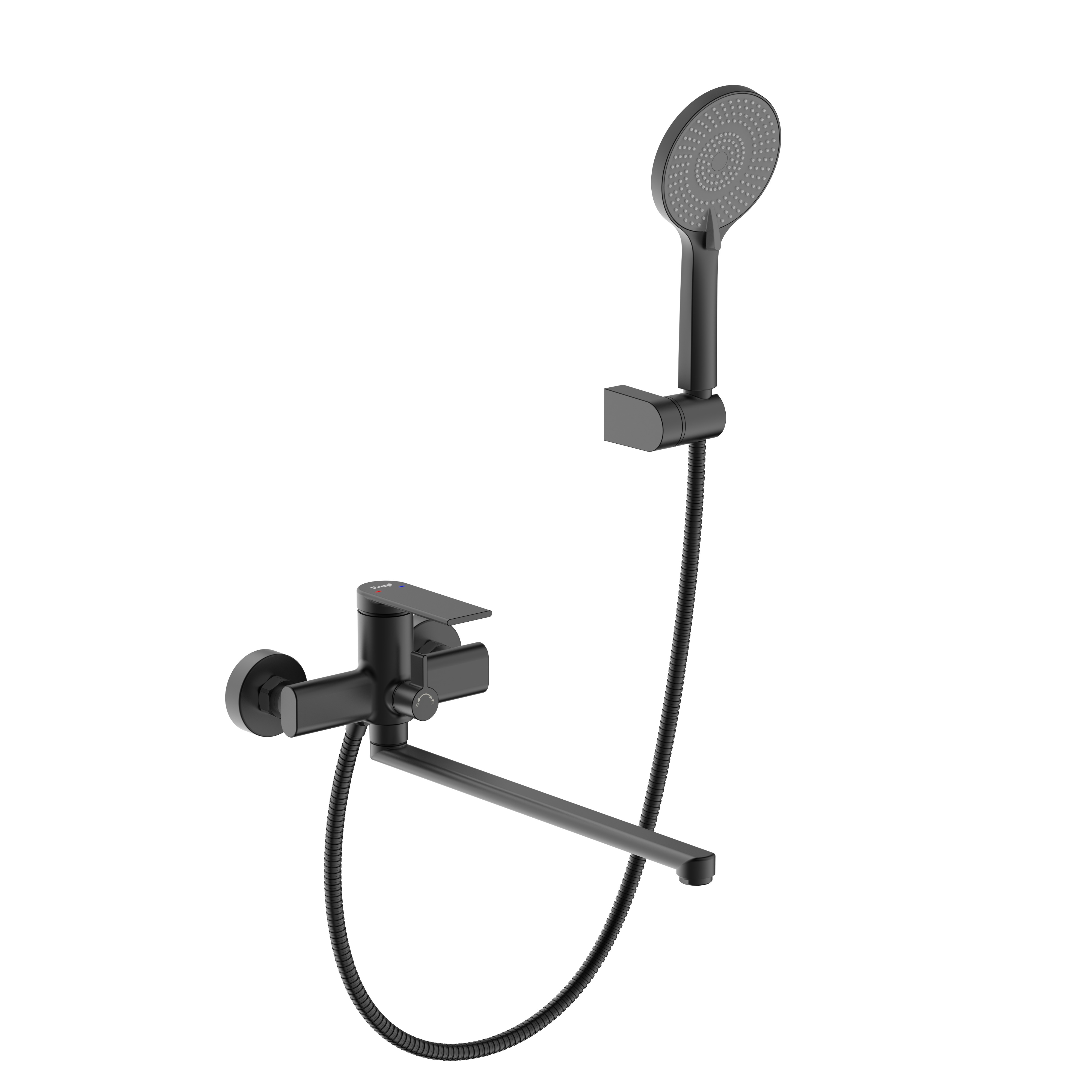 Изображение товара Смеситель для ванны Frap Arne F22204-6 однорычажный с лейкой и шлангом черный матовый