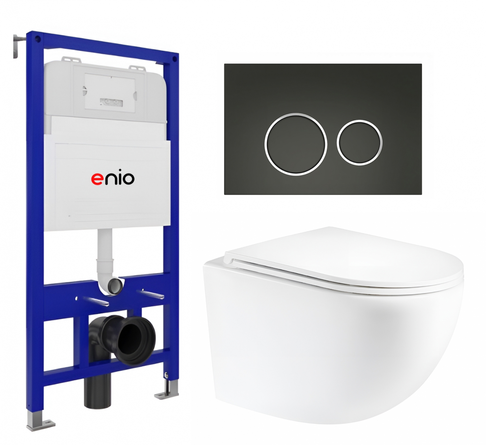Изображение товара Унитаз подвесной ENIO Unico + инсталляция Tecnico 52 EN8050052 с кнопкой Rotondo