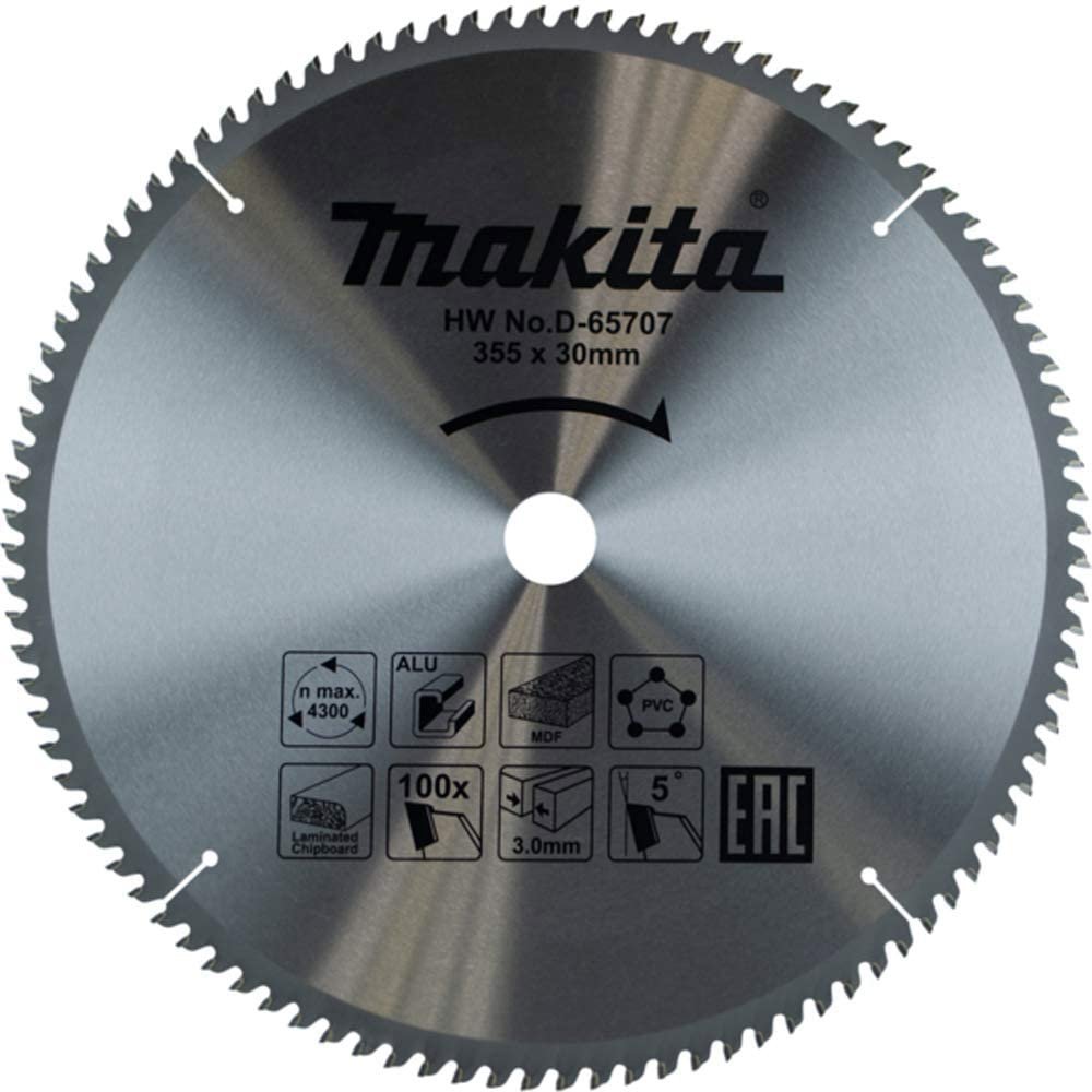 Изображение товара Диск пильный по алюминию Makita D-65707 355 мм 100 зубов для циркулярных пил