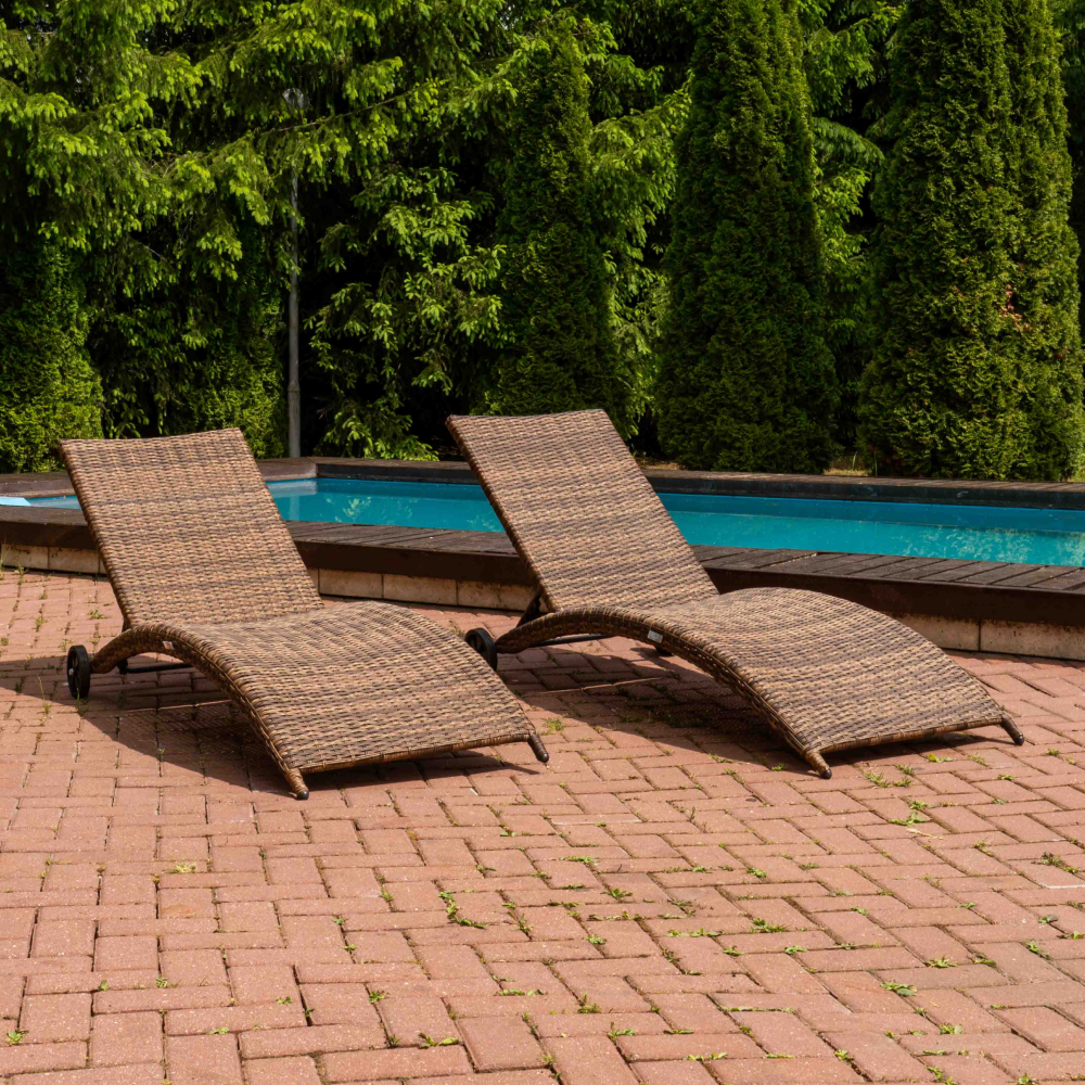 Изображение товара Шезлонг без подушки Royal Family Agata 198x64x35 см сталь ротанг коричневый складной