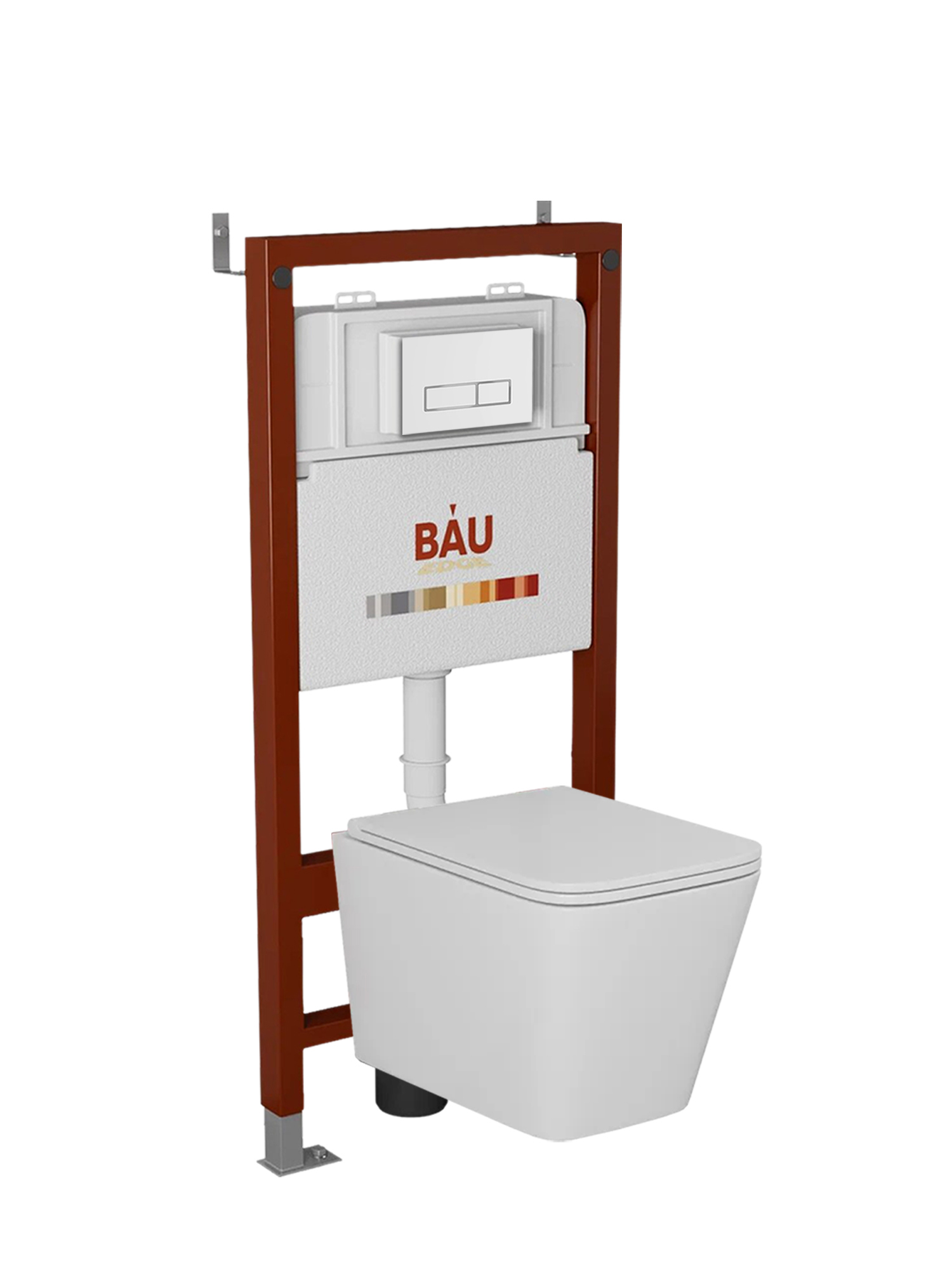 Изображение товара Комплект инсталляция и унитаз Bauedge 6 в 1 безободковый Дюропласт белый Россия