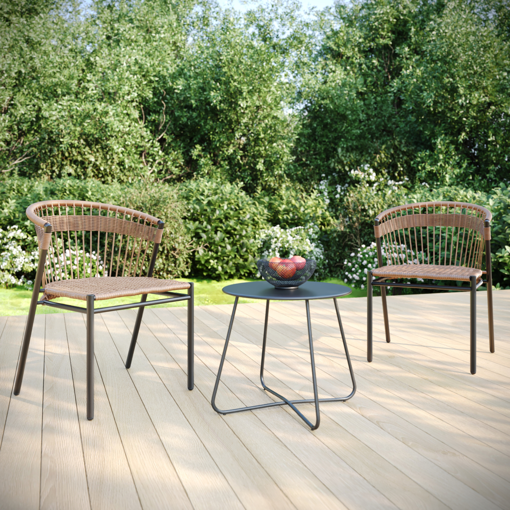 Изображение товара Набор садовой мебели Балконный для отдыха 2 стула и столик из искусственного ротанга