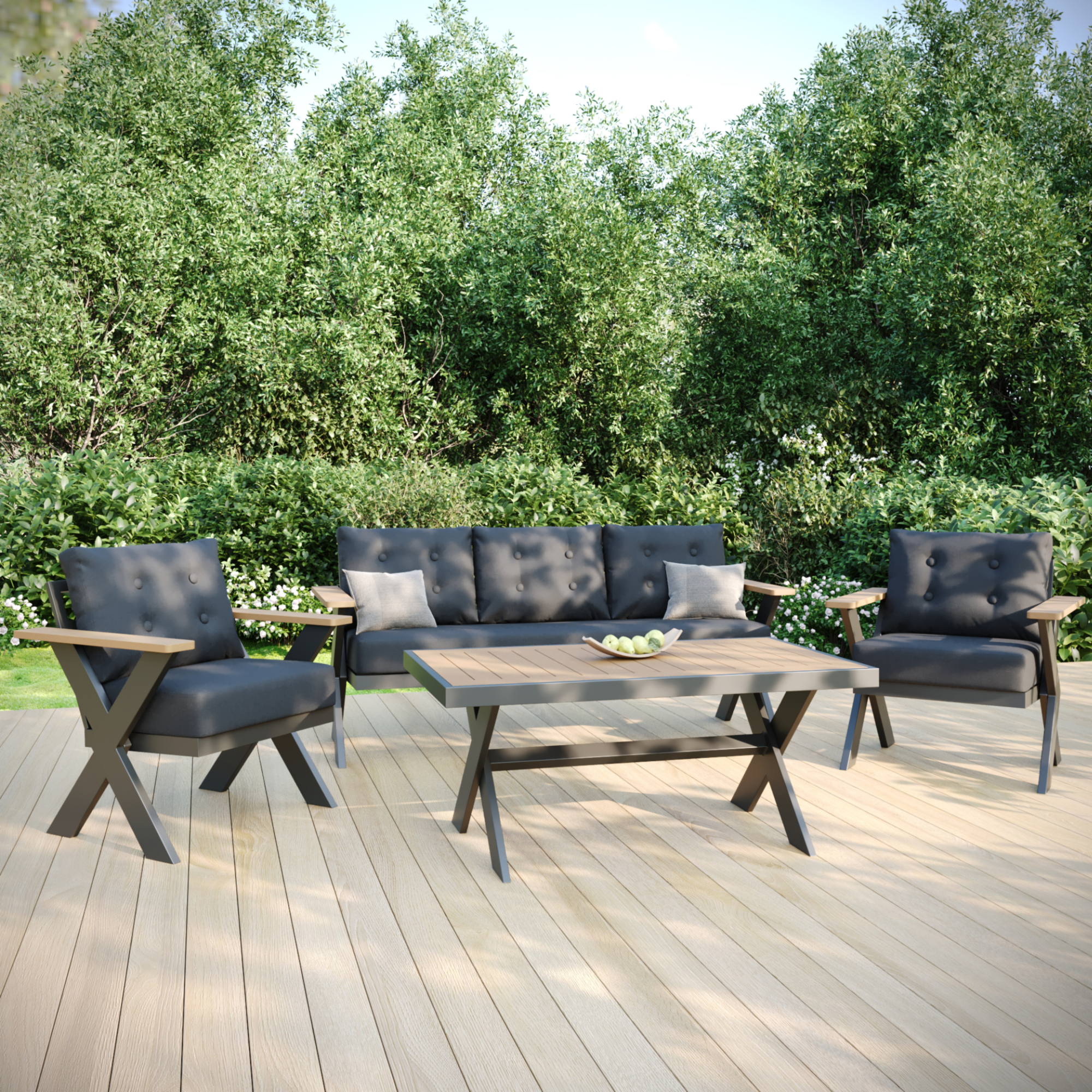 Изображение товара Набор садовой мебели для отдыха Феникс Gray алюминий разноцветный диван 2 кресла стол