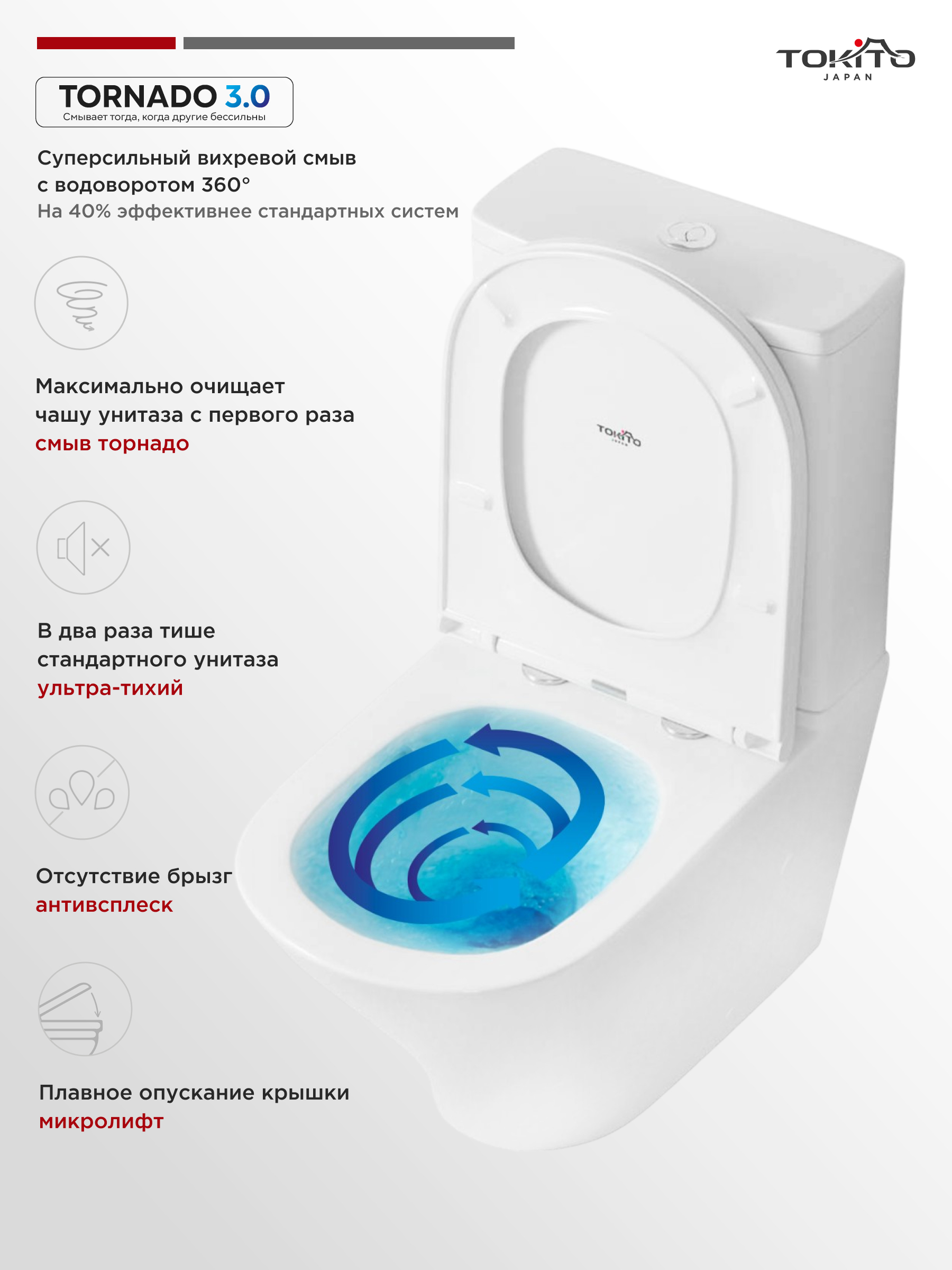 Изображение товара Унитаз-компакт Tokito Tatsumaki Aiko безободковый микролифт японское качество