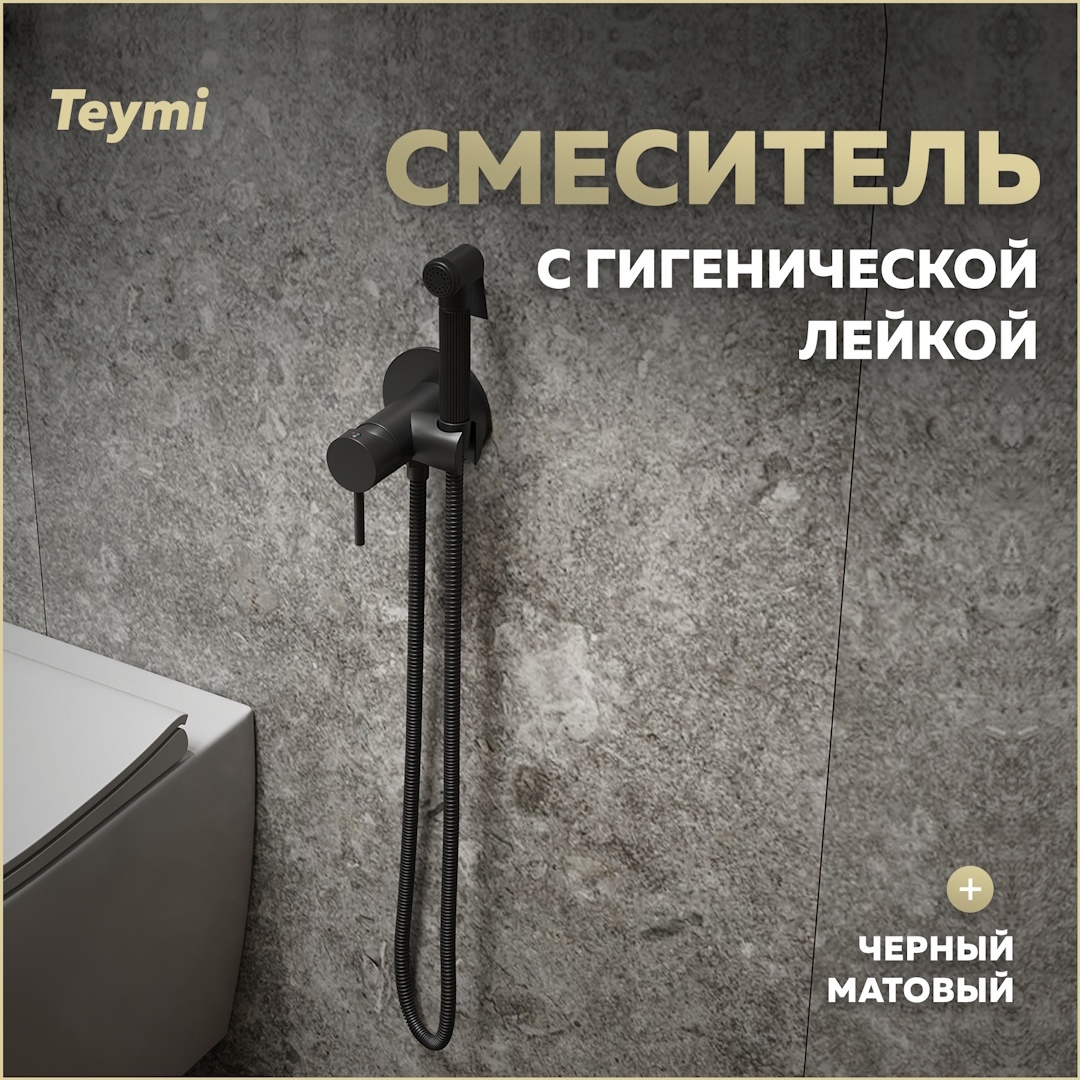 Изображение товара Гигиенический душ Teymi Lina T10230 черный матовый с гарантией 5 лет