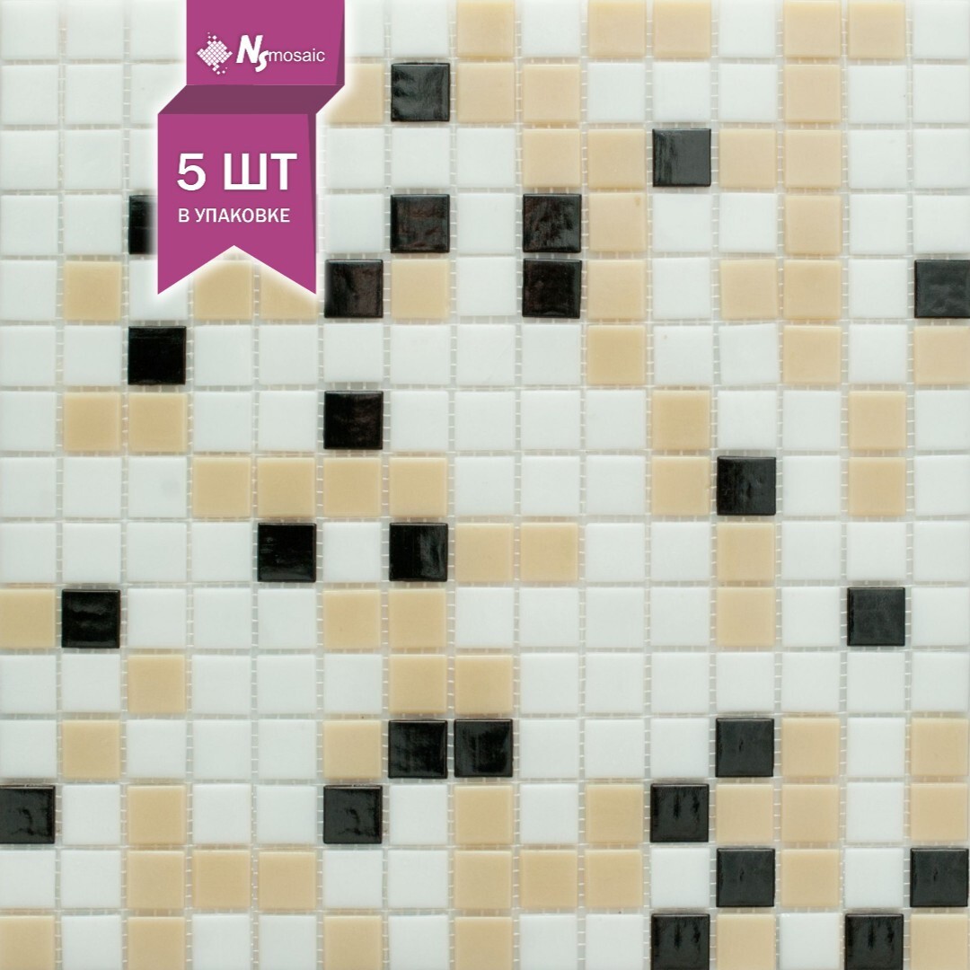 Изображение товара Декоративная мозаика Nsmosaic mix17 32.70x32.70 см цвет белый/бежевый/черный уп 5 шт