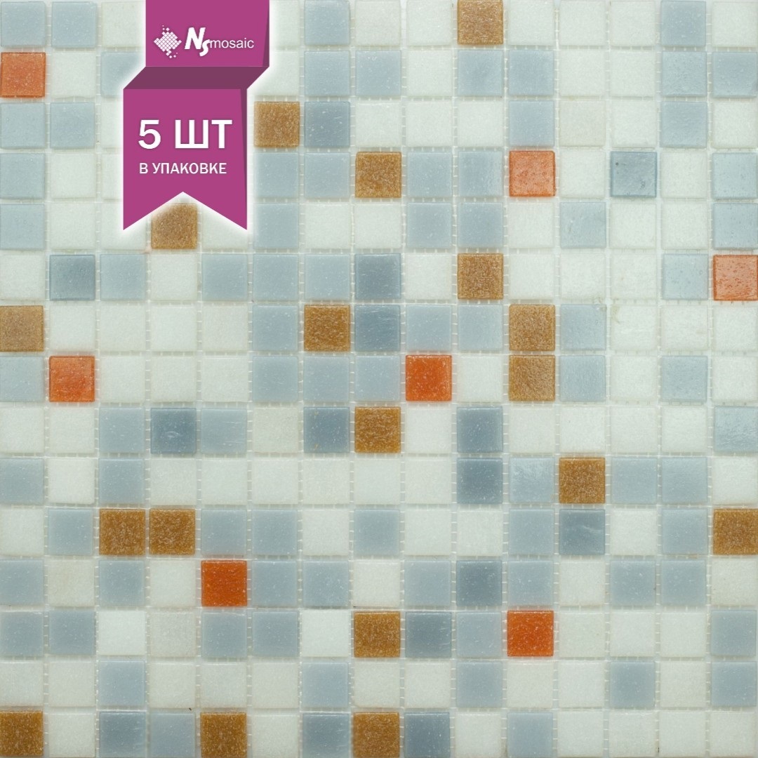 Изображение товара Стеклянная мозаика NSmosaic mix4 32.7x32.7 см водостойкая для внутреннего и наружного оформления