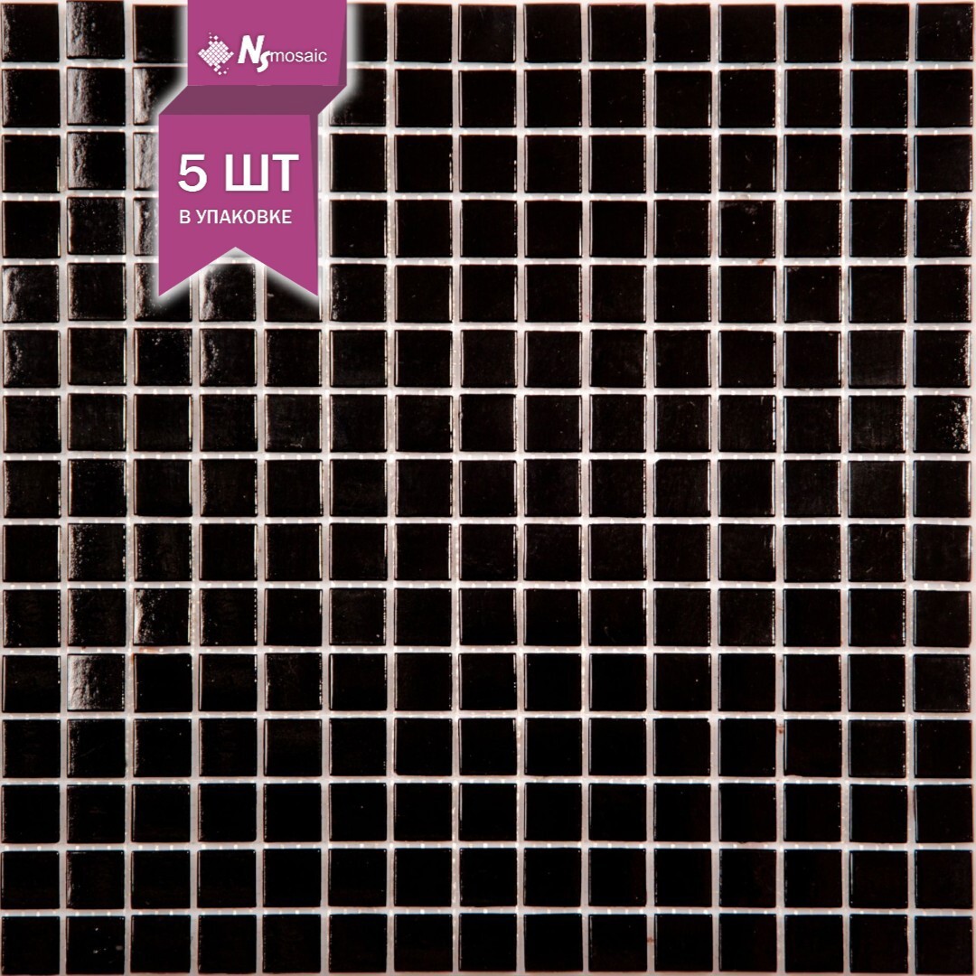 Изображение товара Стеклянная мозаика 32.7x32.7 см черная для внутренней и наружной отделки