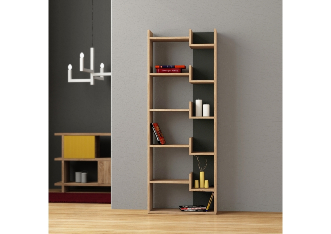 Изображение товара Стеллаж деревянный напольный Leve 61x162x22 см нагрузка до 5 кг МДФ с покрытием цвет серый