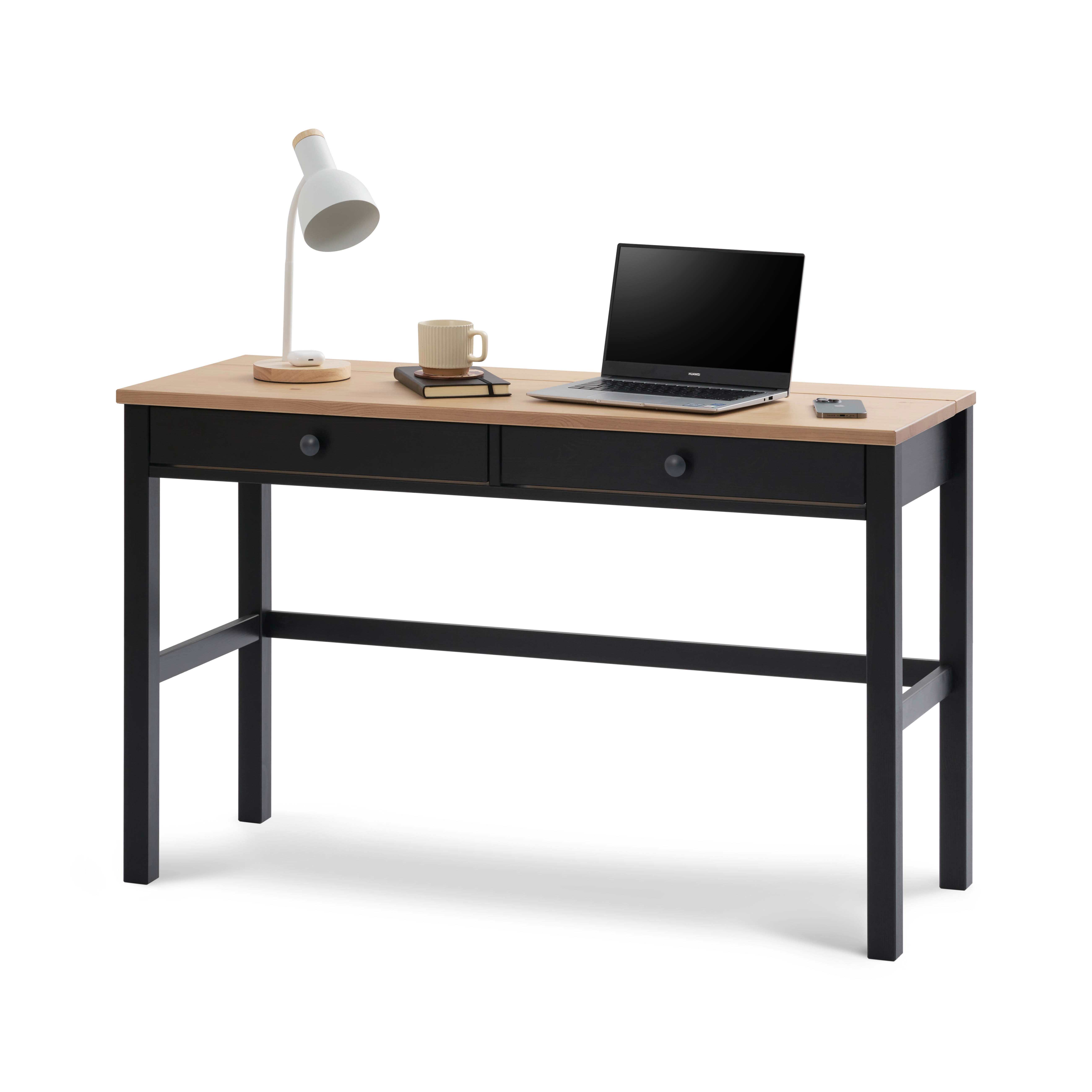 Изображение товара Письменный стол КЫМОР из массива сосны 121x75x47 см с ящиками и отделением для проводов