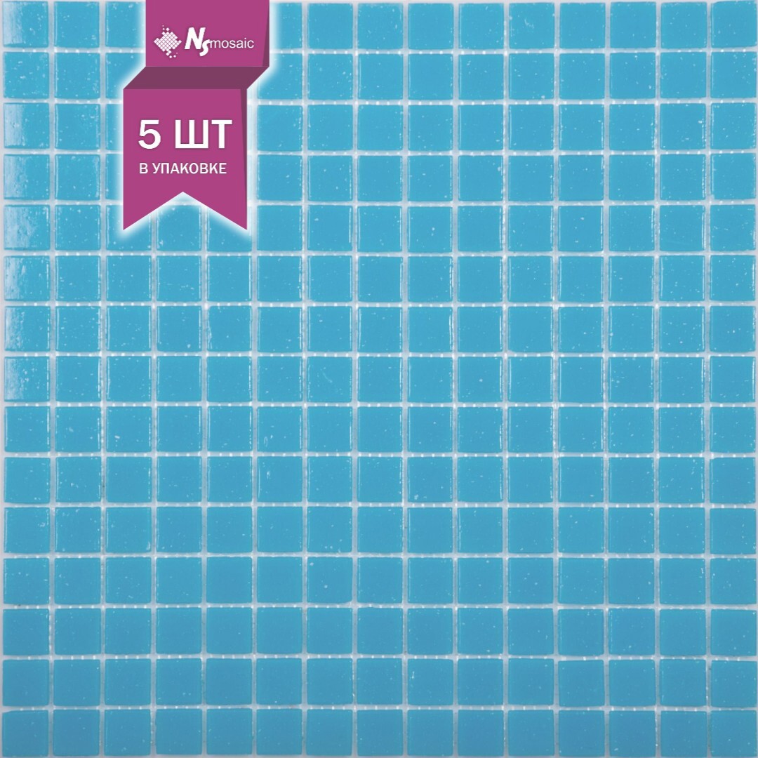 Изображение товара Декоративная стеклянная мозаика NSMOSAIC AB03 32.7x32.7 глянцевая синяя