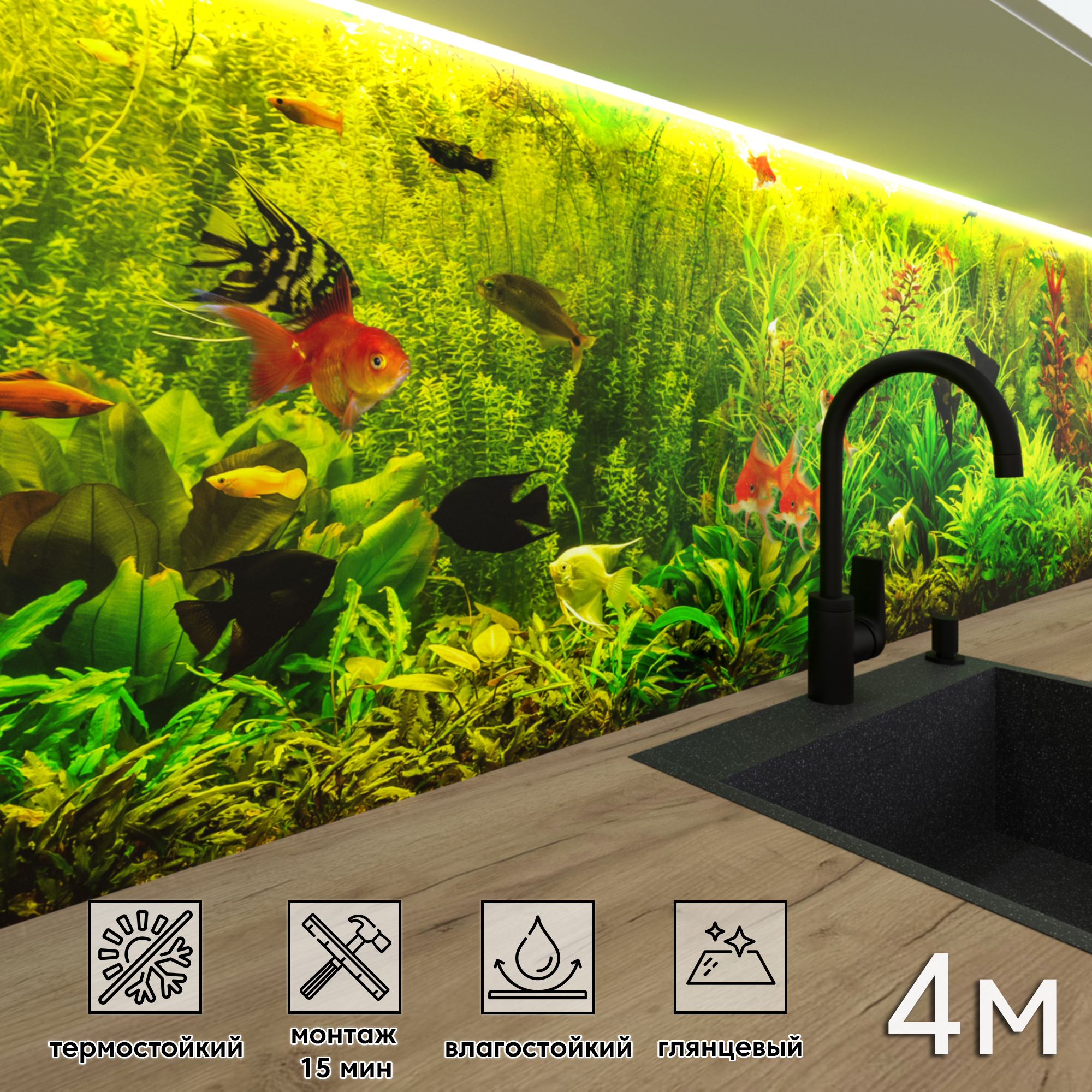 Изображение товара Стеновая панель Фартукофф ФФ - 280, 400x60x0.1 см из ПВХ разноцветный глянцевый