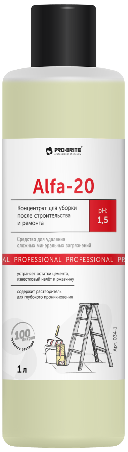 Концентрат для уборки после строительства и ремонта Pro-Brite Alfa-20 1 л