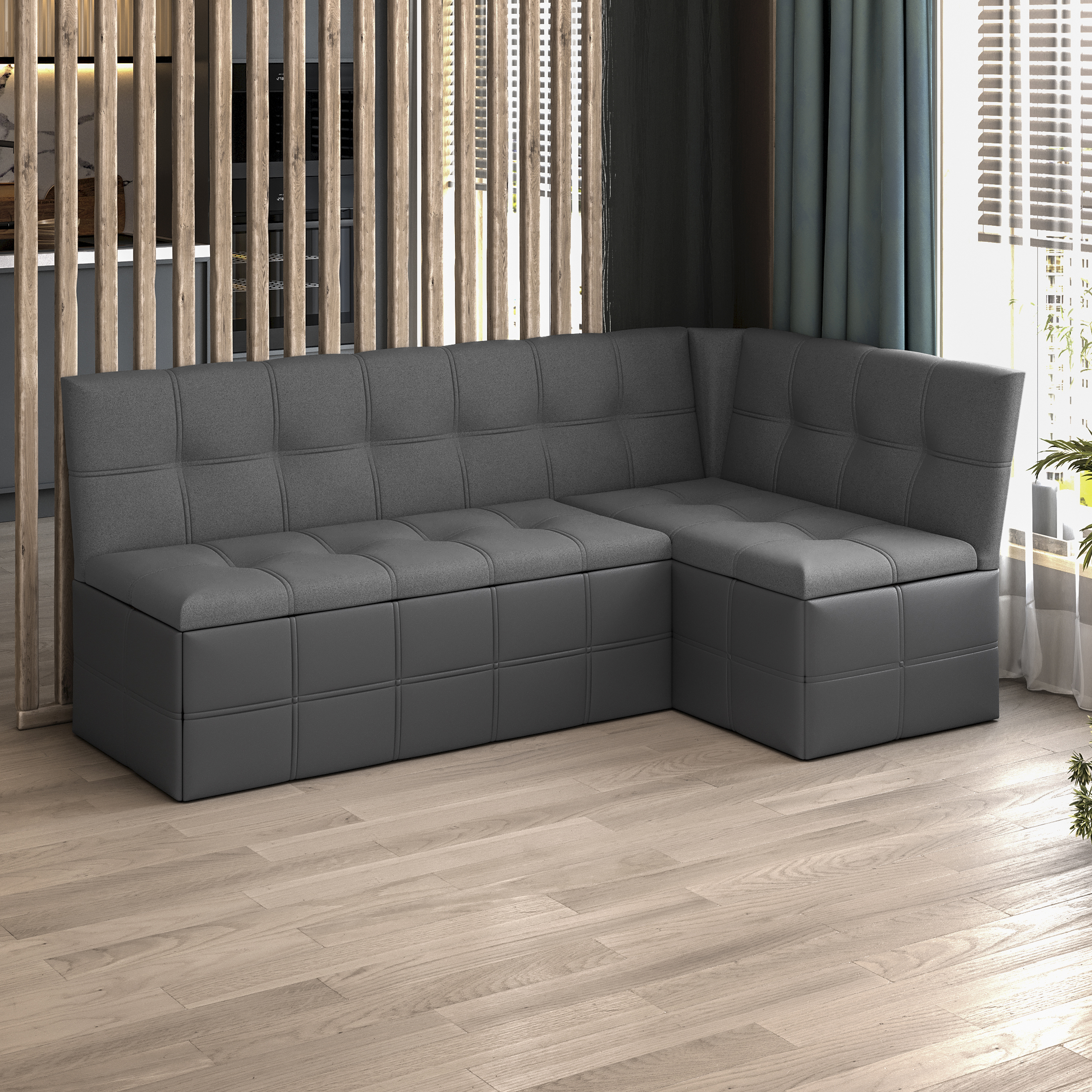 Изображение товара Кухонный диван Трия Домино 221592 118x82x50 см велюр цвет серый