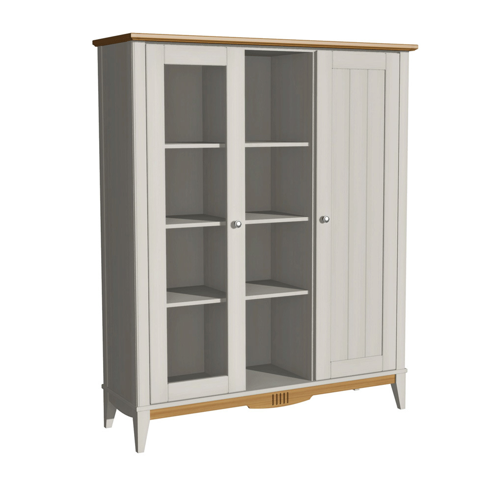 Изображение товара Шкаф-витрина Пенни из сосны 127x155 см белый/антик