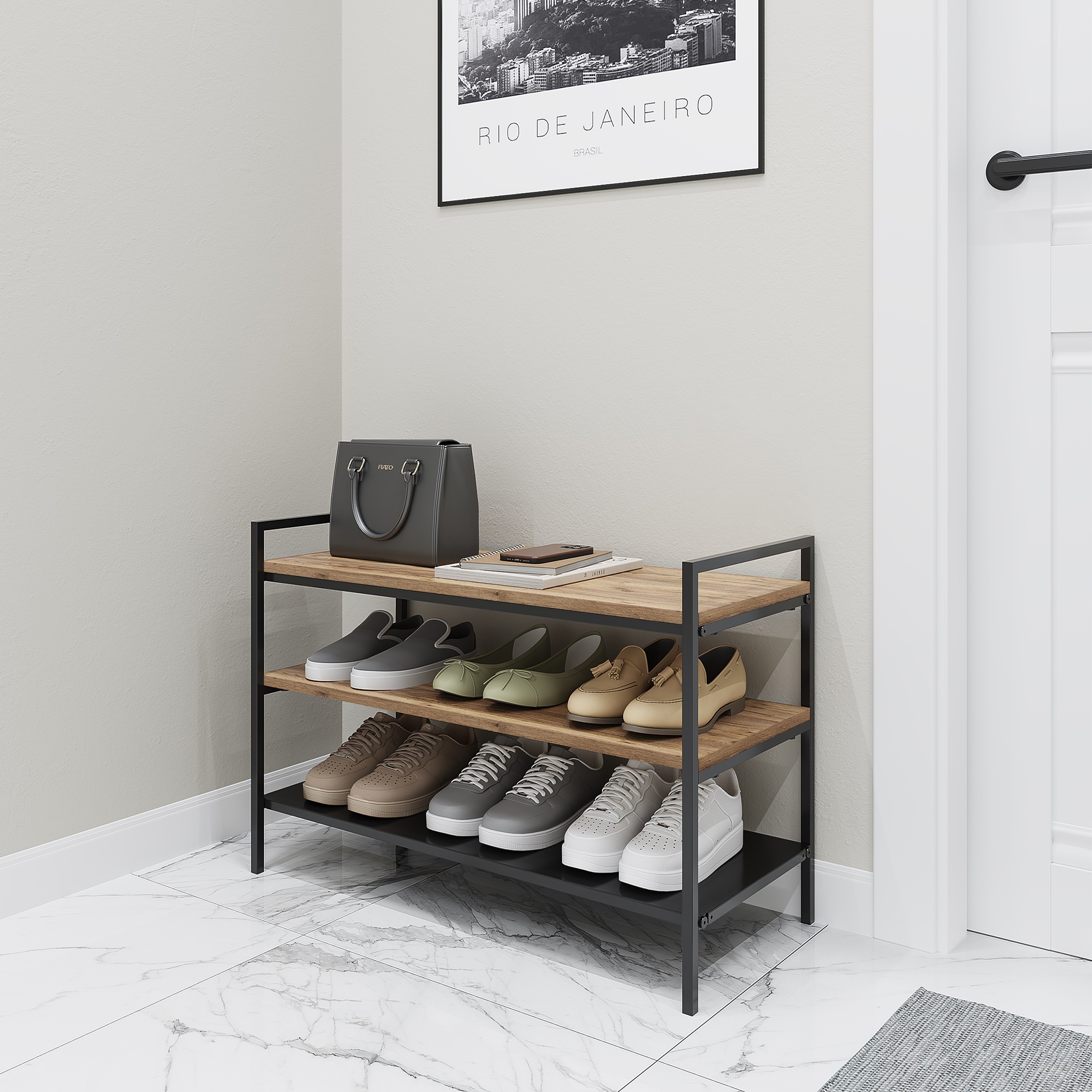 Изображение товара Подставка для обуви Otto 80x55x35 см из металла черная прочная