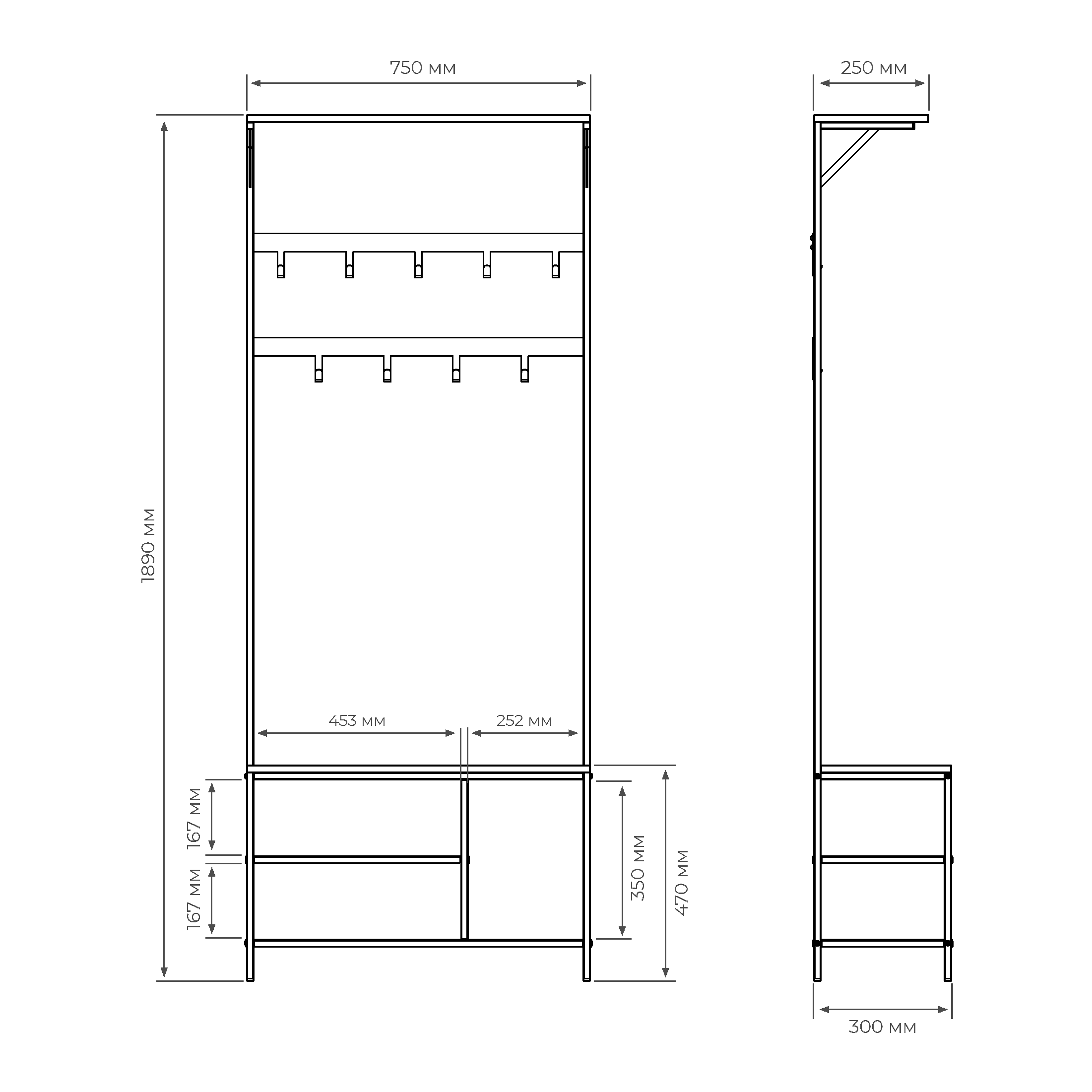 Прихожая Март Отто 75x189x30 см 3 полки сталь цвет черный - 6