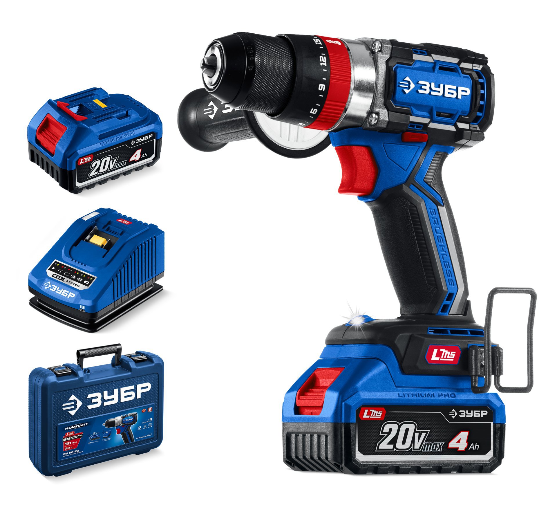 Изображение товара Бесщеточная дрель-шуруповерт ЗУБР Профессионал DBS-70-42 20 В